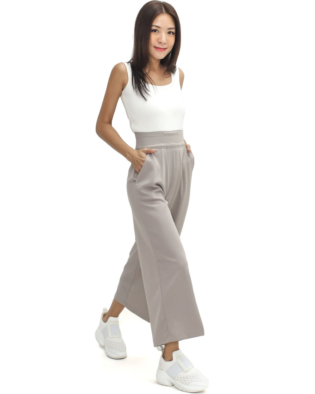 beige cropped straight leg pants *pre-order*