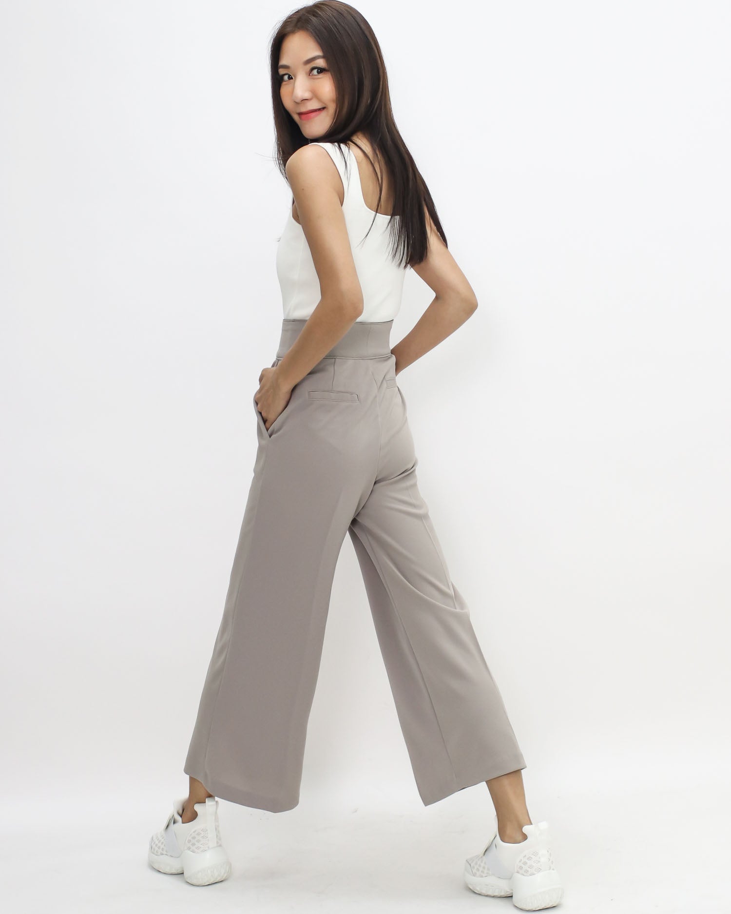 beige cropped straight leg pants *pre-order*