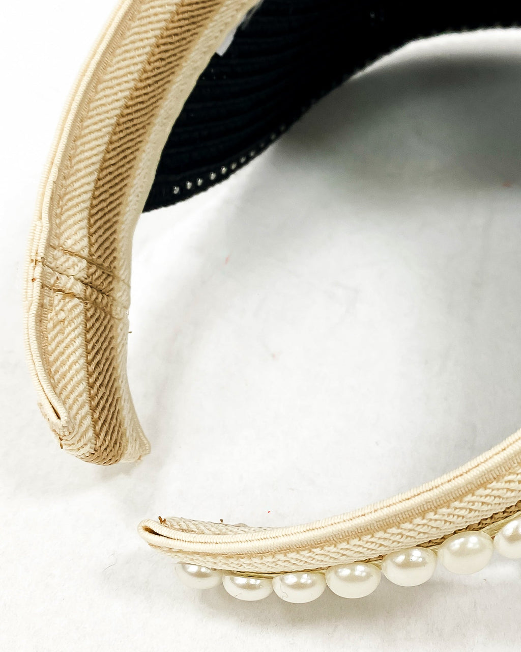 black straw pearls trim & beige visor hat *pre-order*