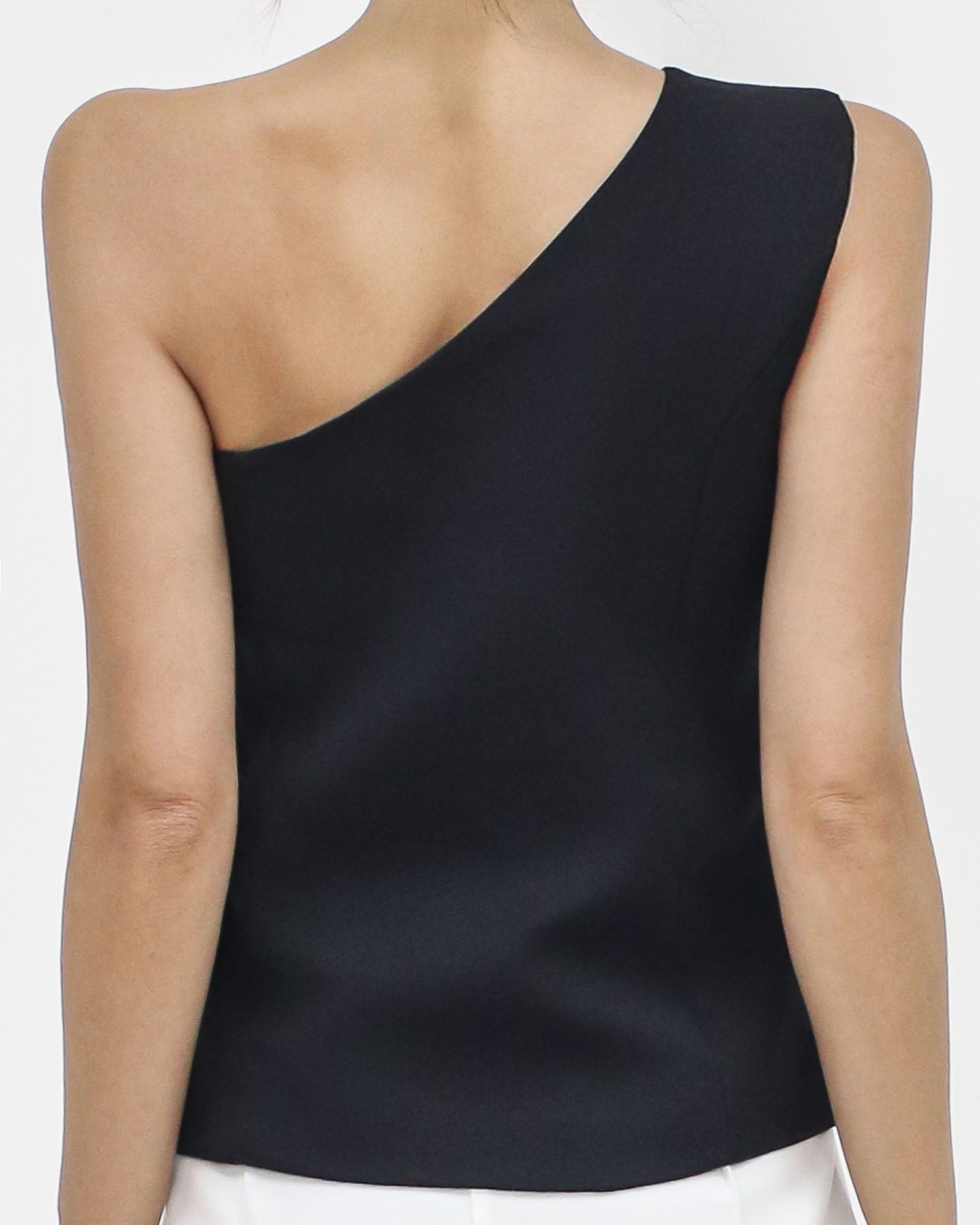 black one shoulder blazer top