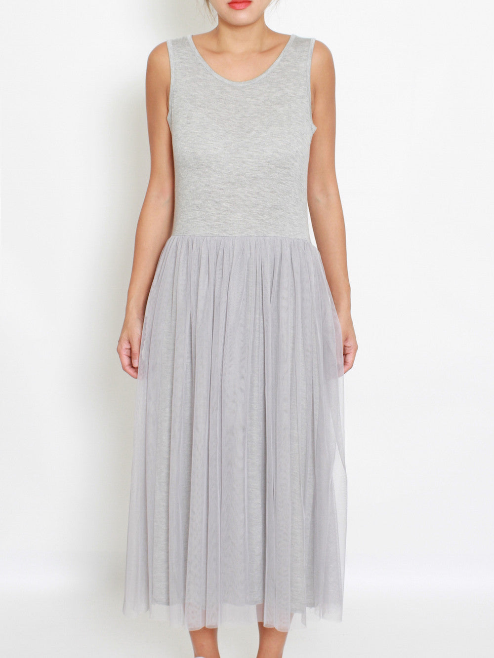 grey mesh layers longline slip dress *pre-order*