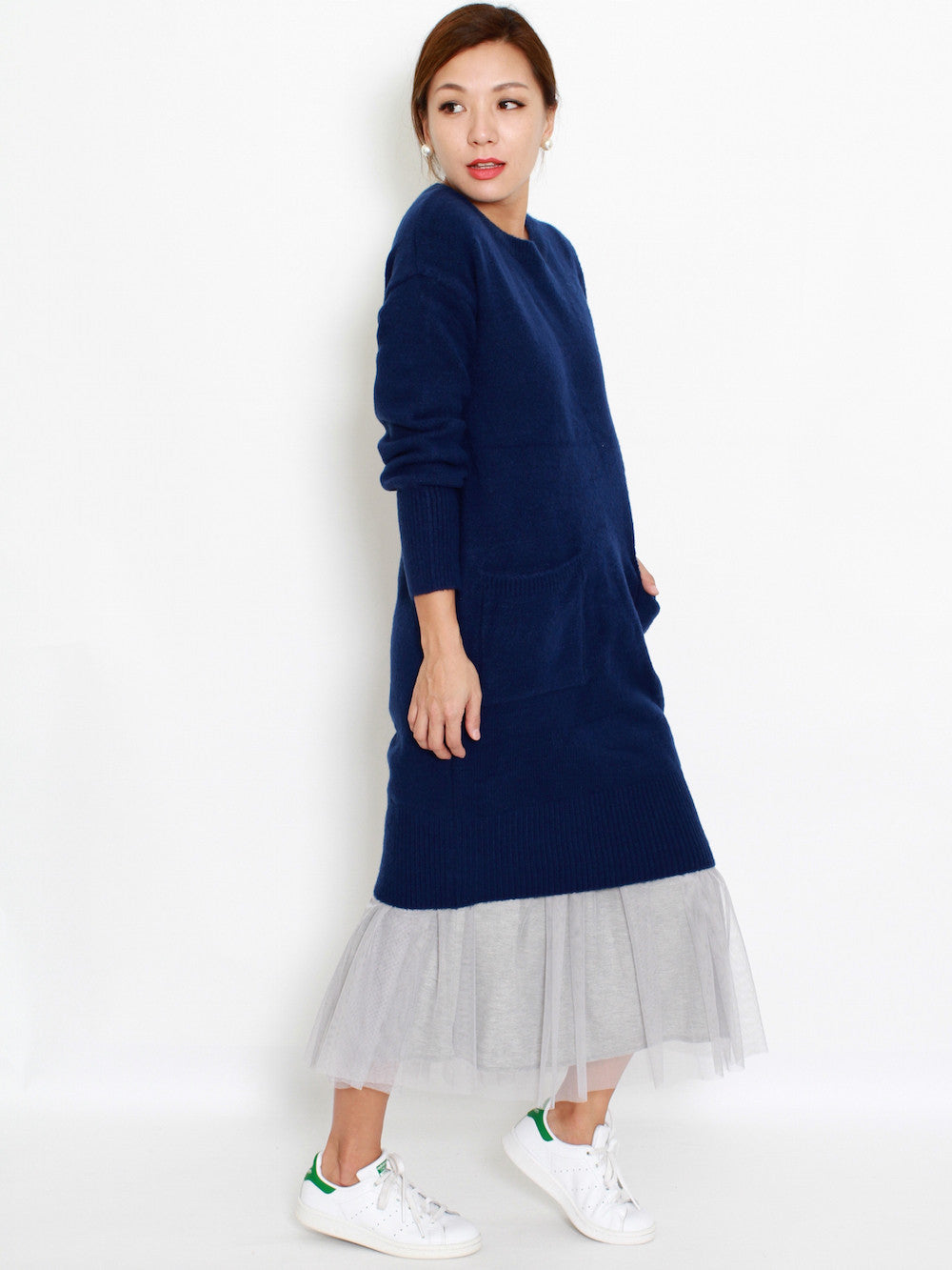 grey mesh layers longline slip dress *pre-order*