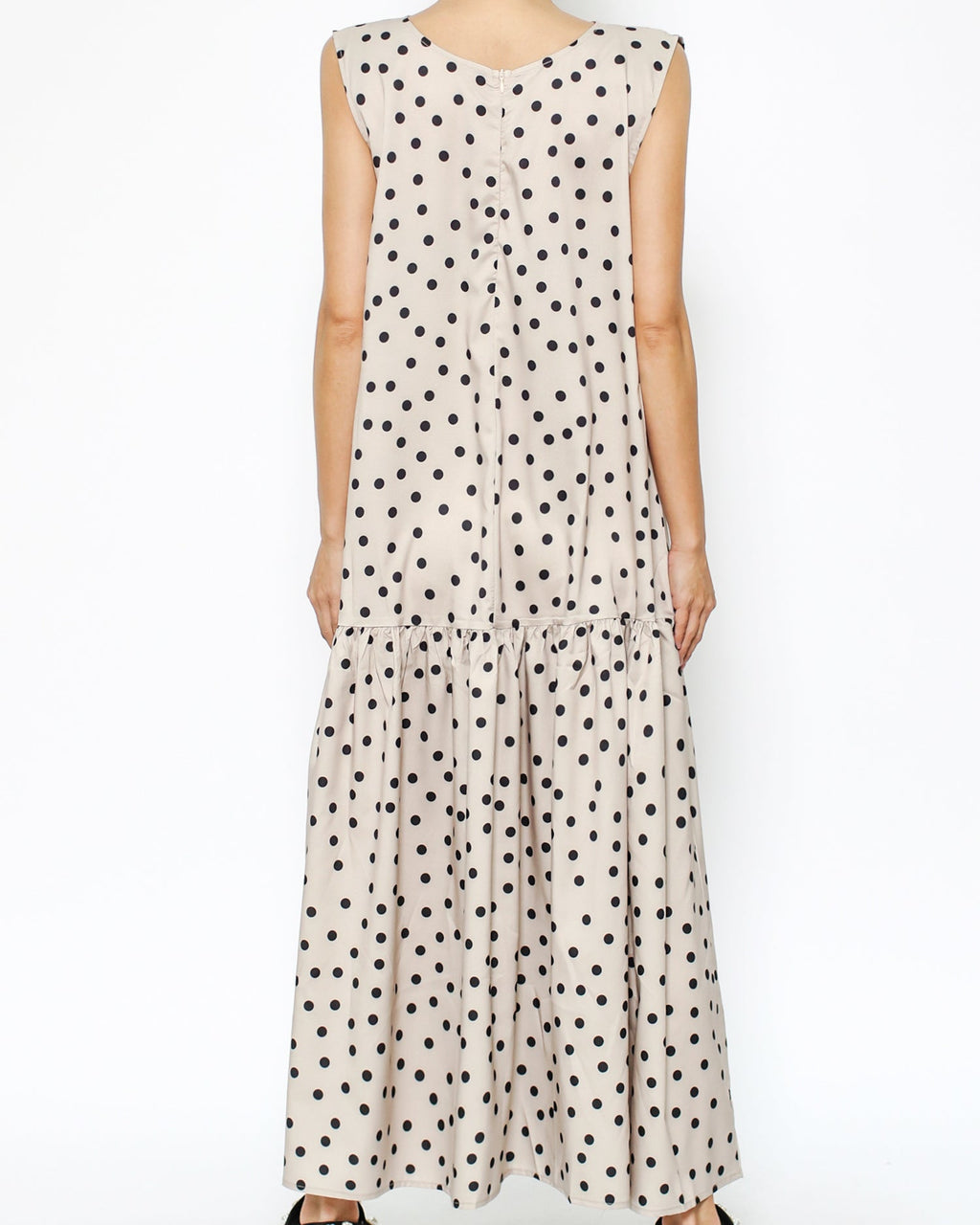 beige polka dots slinky dress *pre-order*