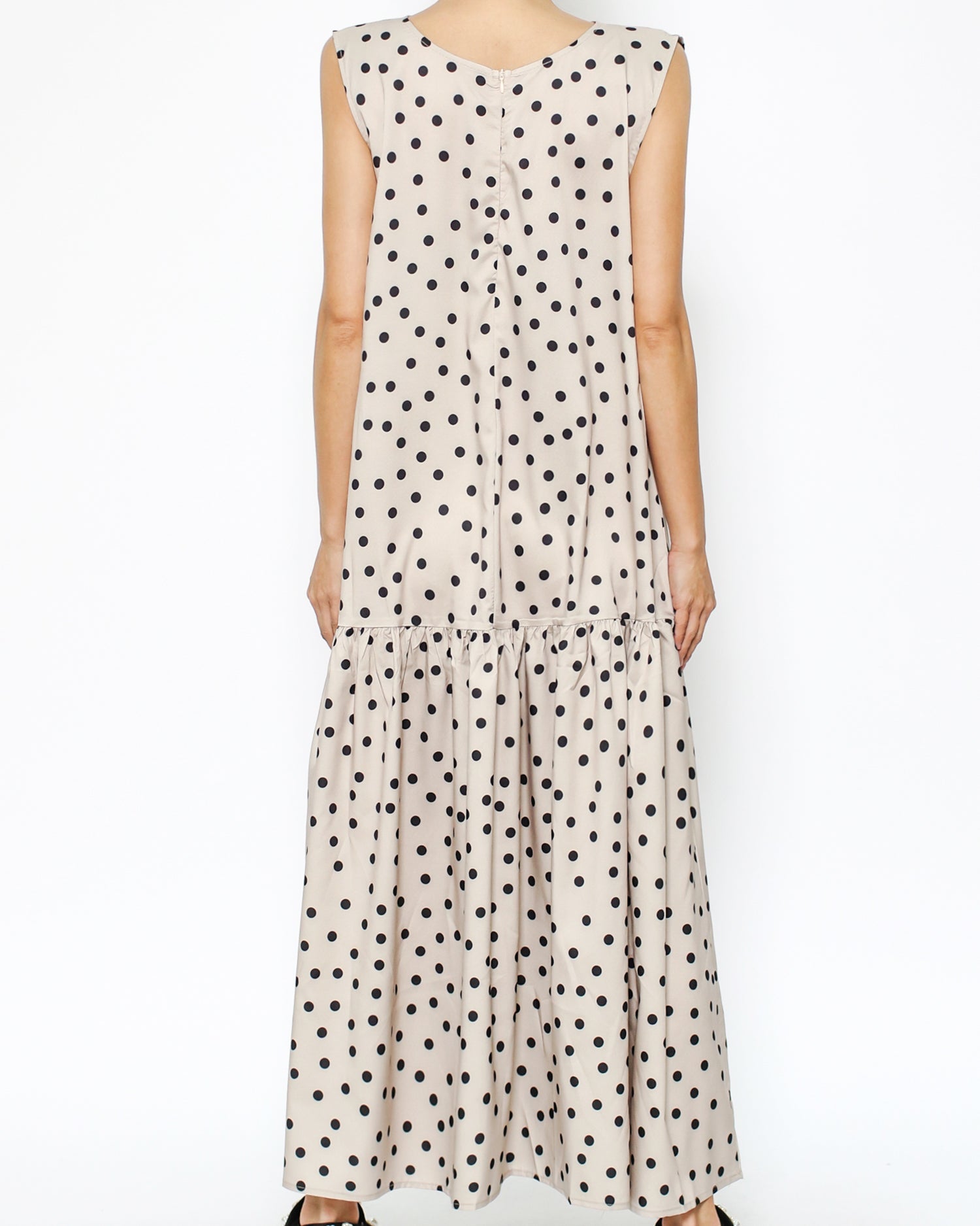 beige polka dots slinky dress *pre-order*