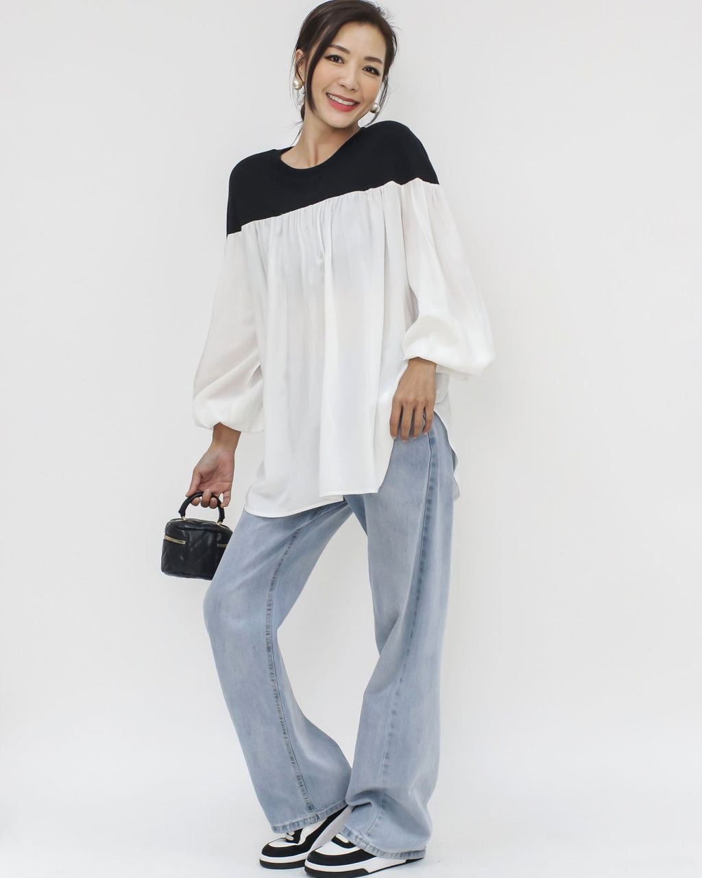 light blue denim straight legs jeans-S