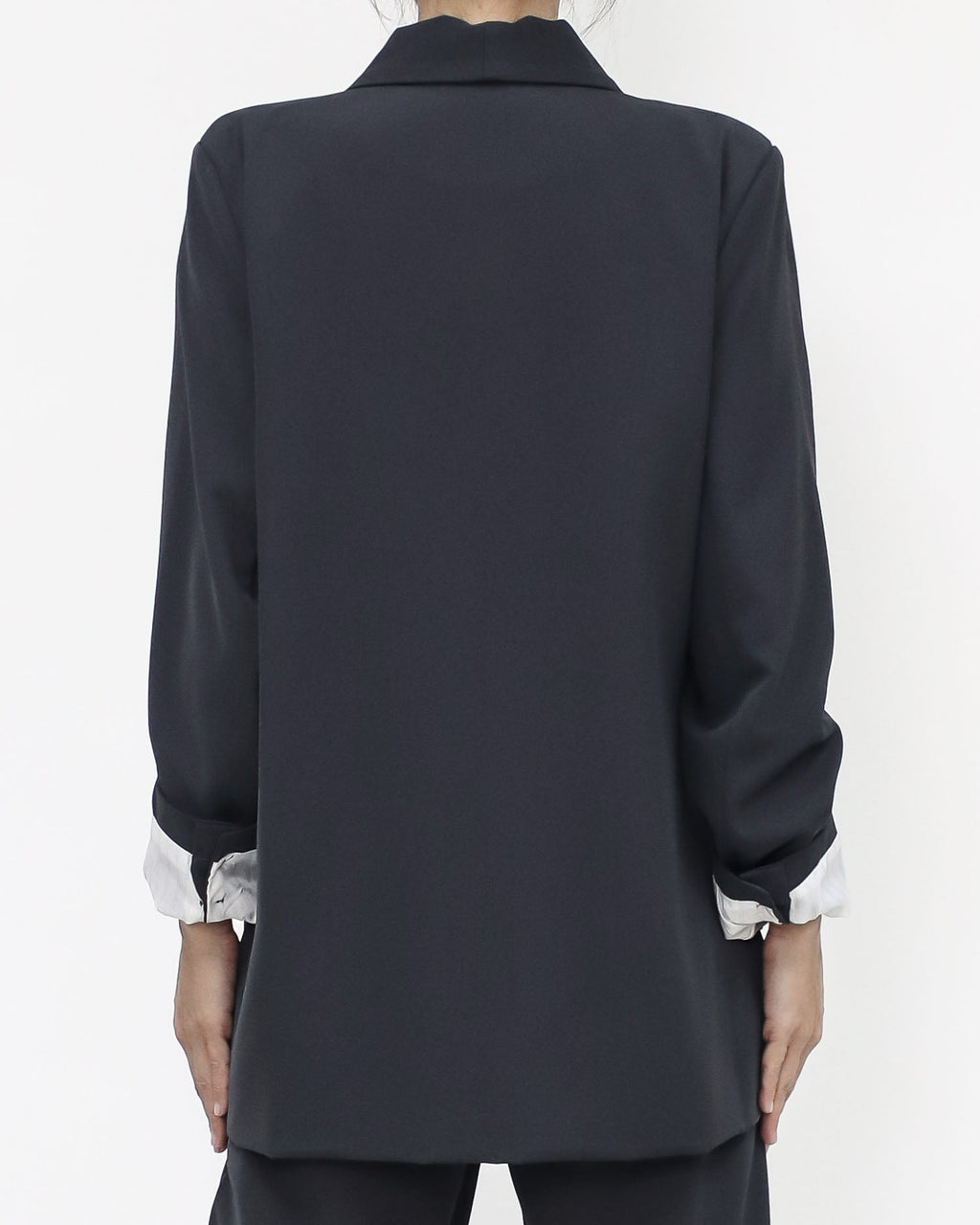 grey slinky w/ stripes inner blazer & pants set *pre-order*