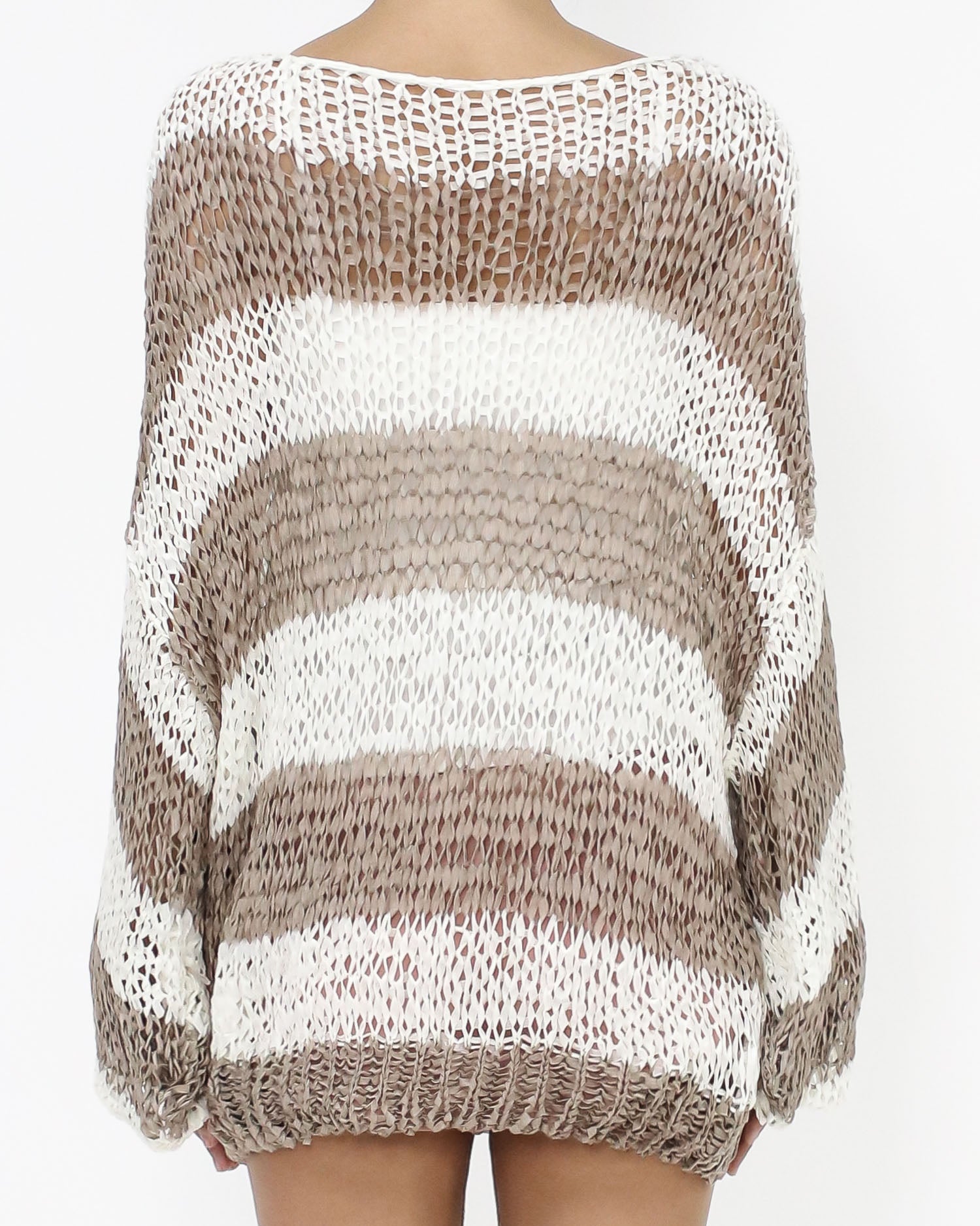 ivory & beige stripes boucle knitted top *pre-order*
