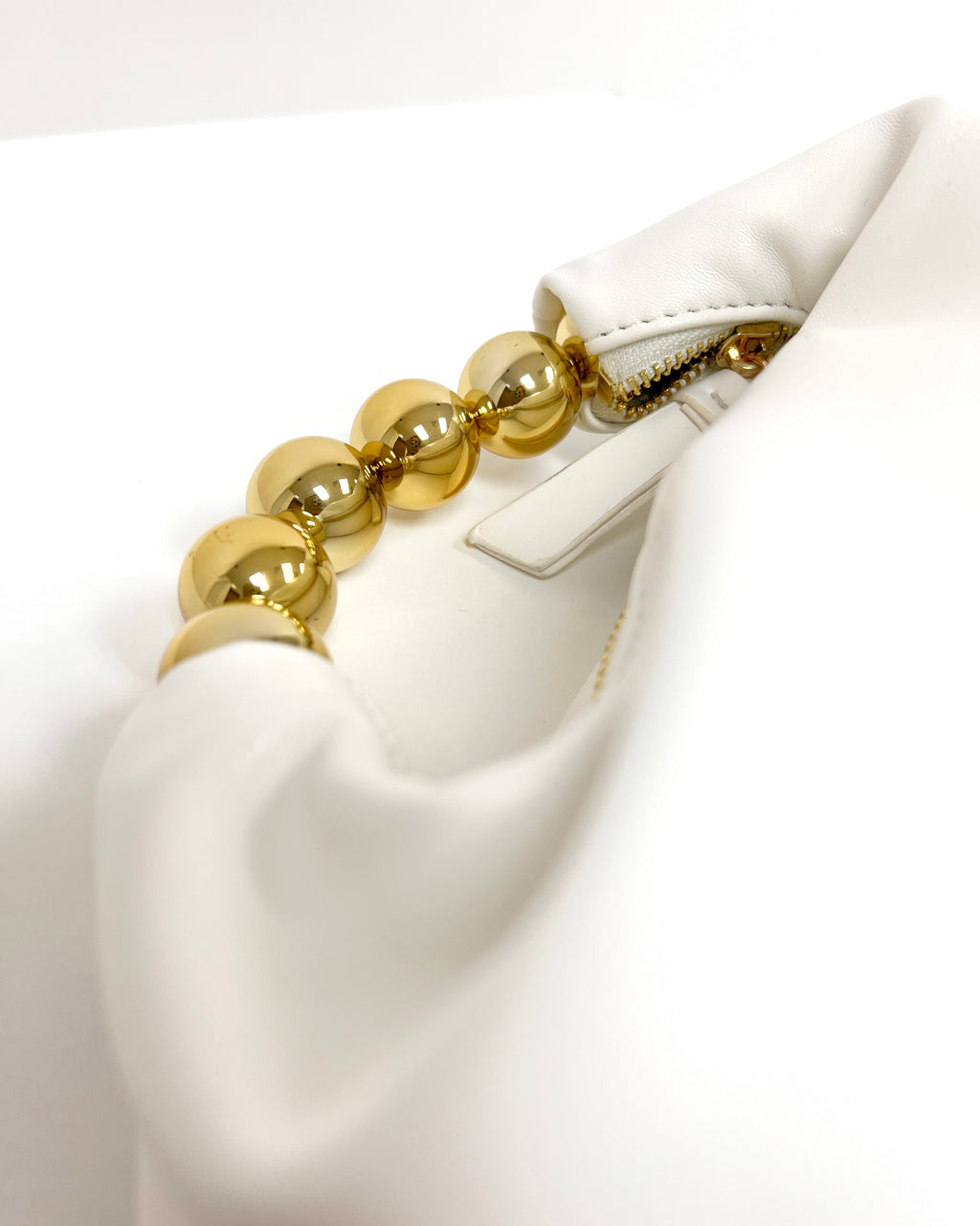 ivory PU leather w/ gold metal balls handle bag *pre-order*