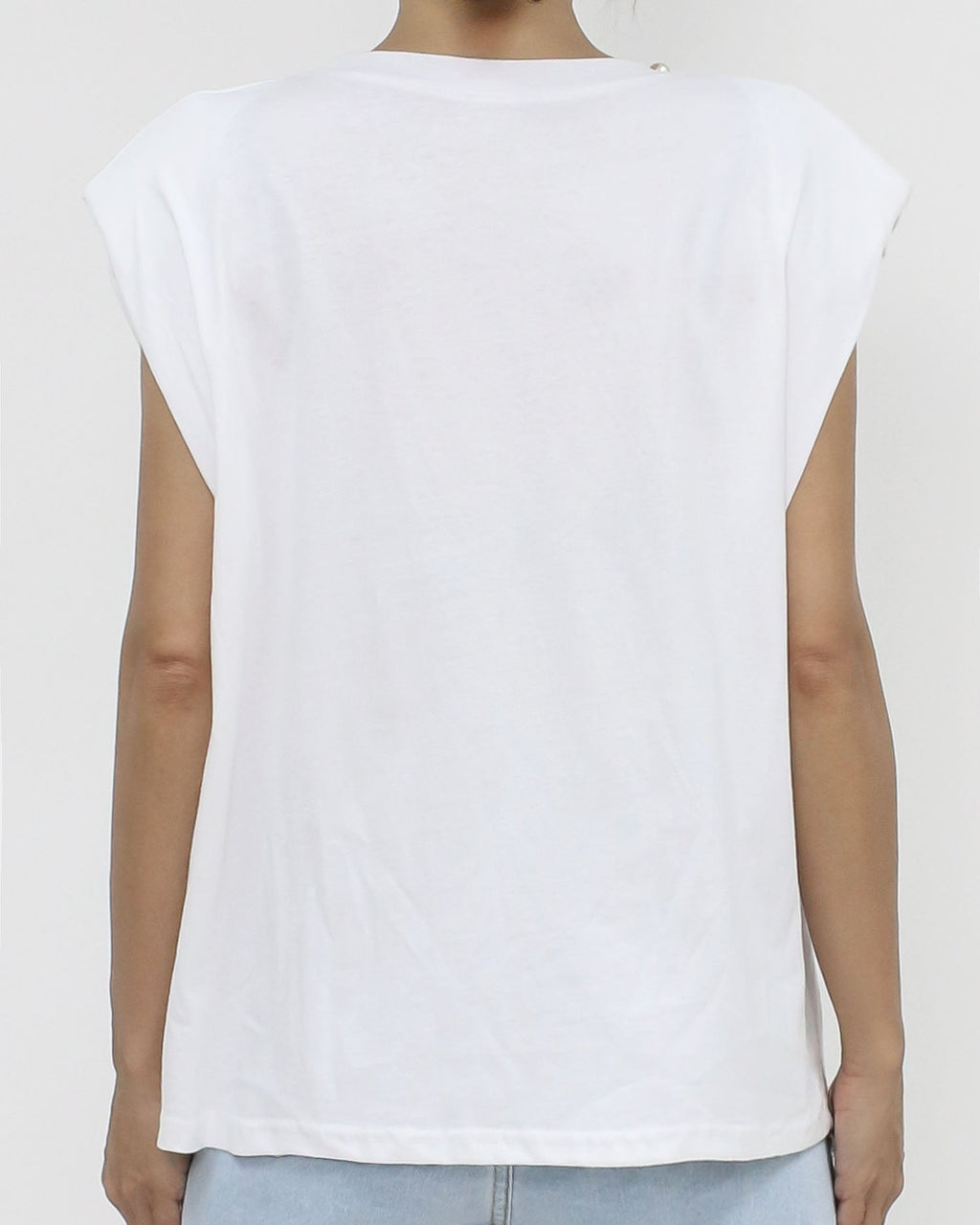 ivory pearls neckline shoulder pads tee *pre-order*