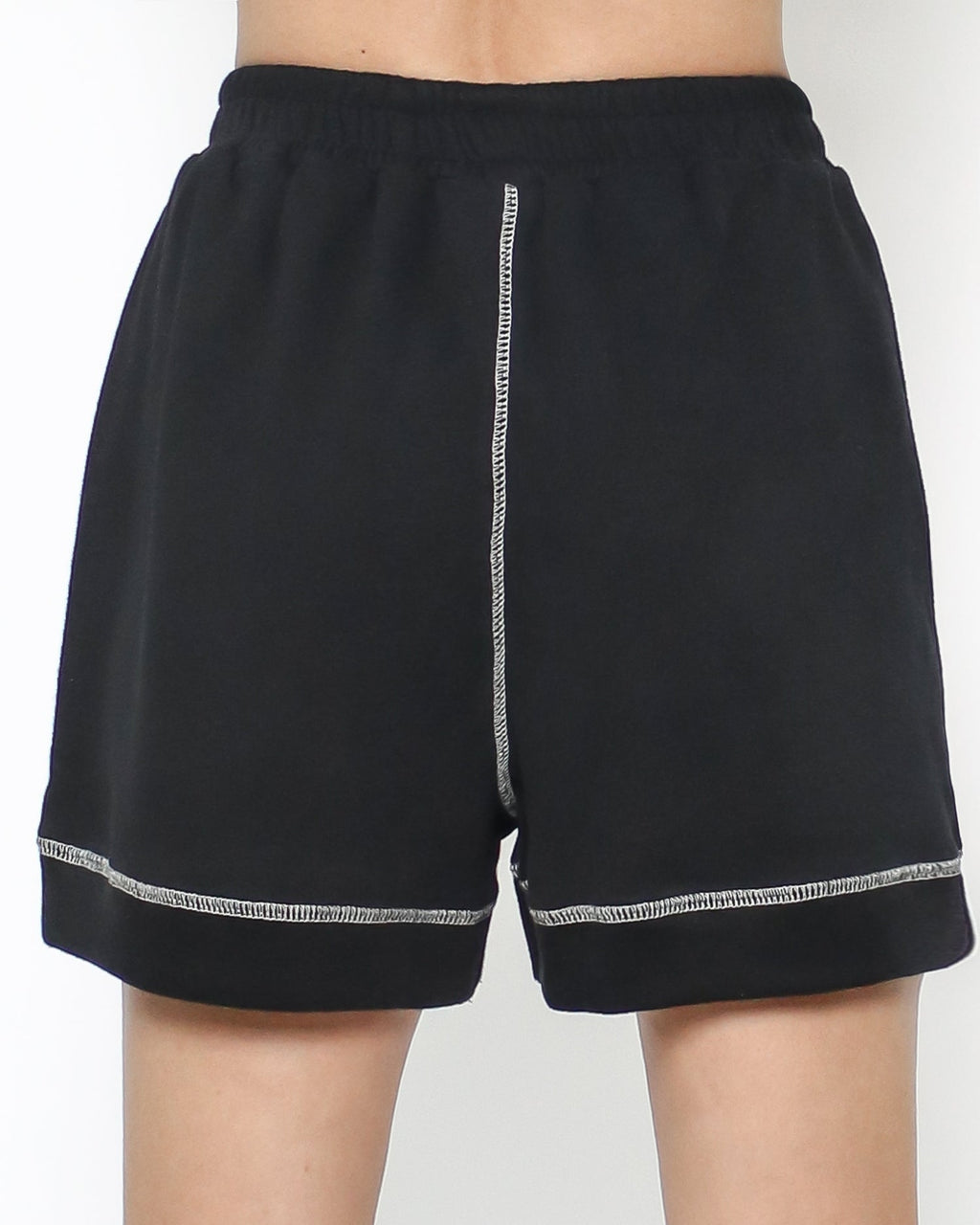 black & ivory trim sweat sporty shorts  *pre-order*