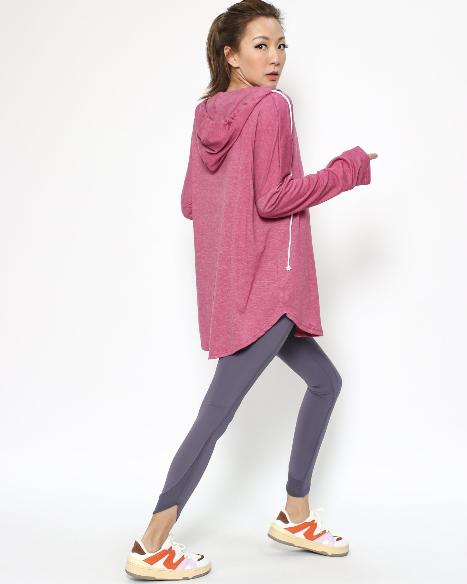 purple grey mesh hem ankle leggings *pre-order*