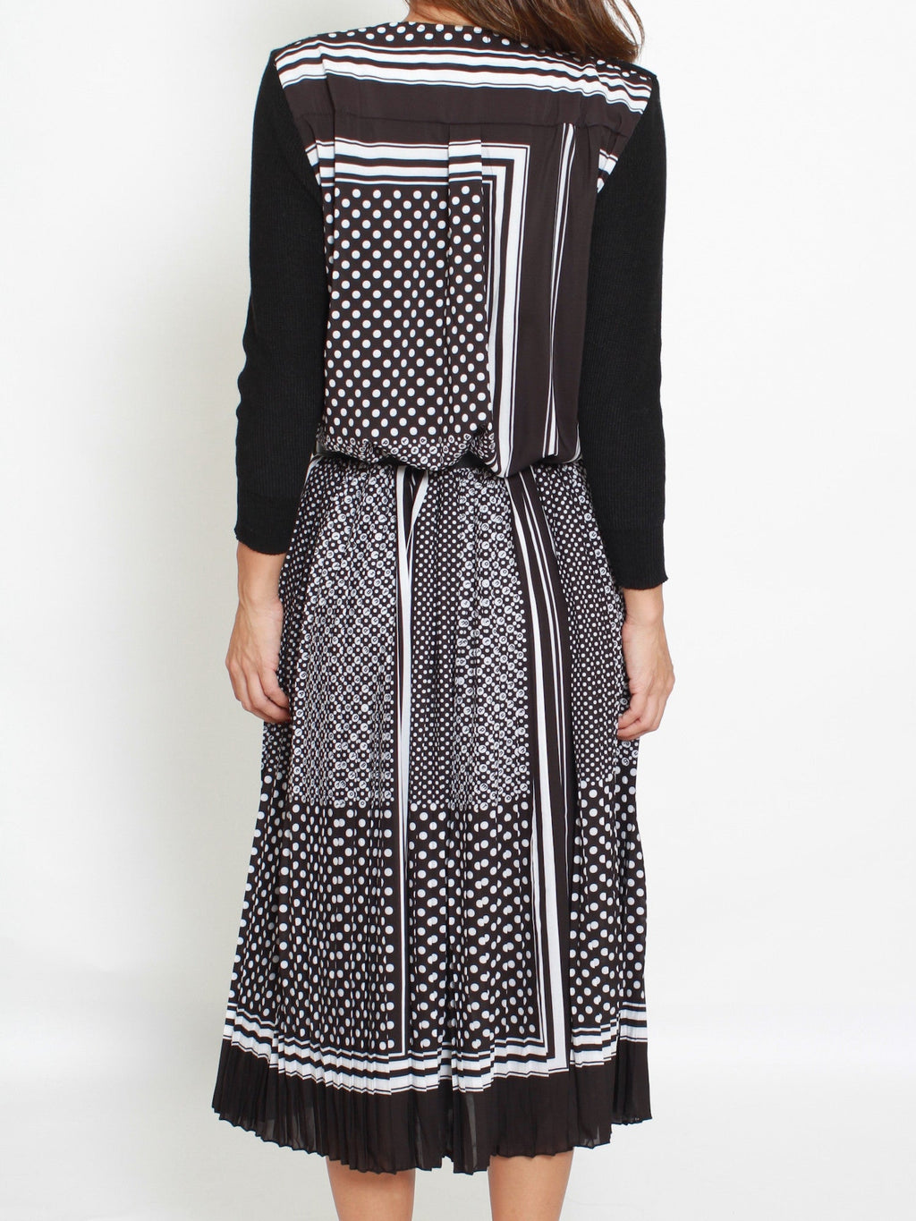 black knitted dress with printed pleats *pre-order*