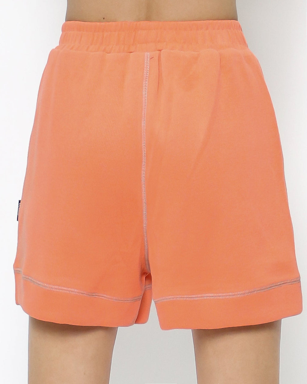 neon orange & ivory trim sweat sporty shorts  *pre-order*