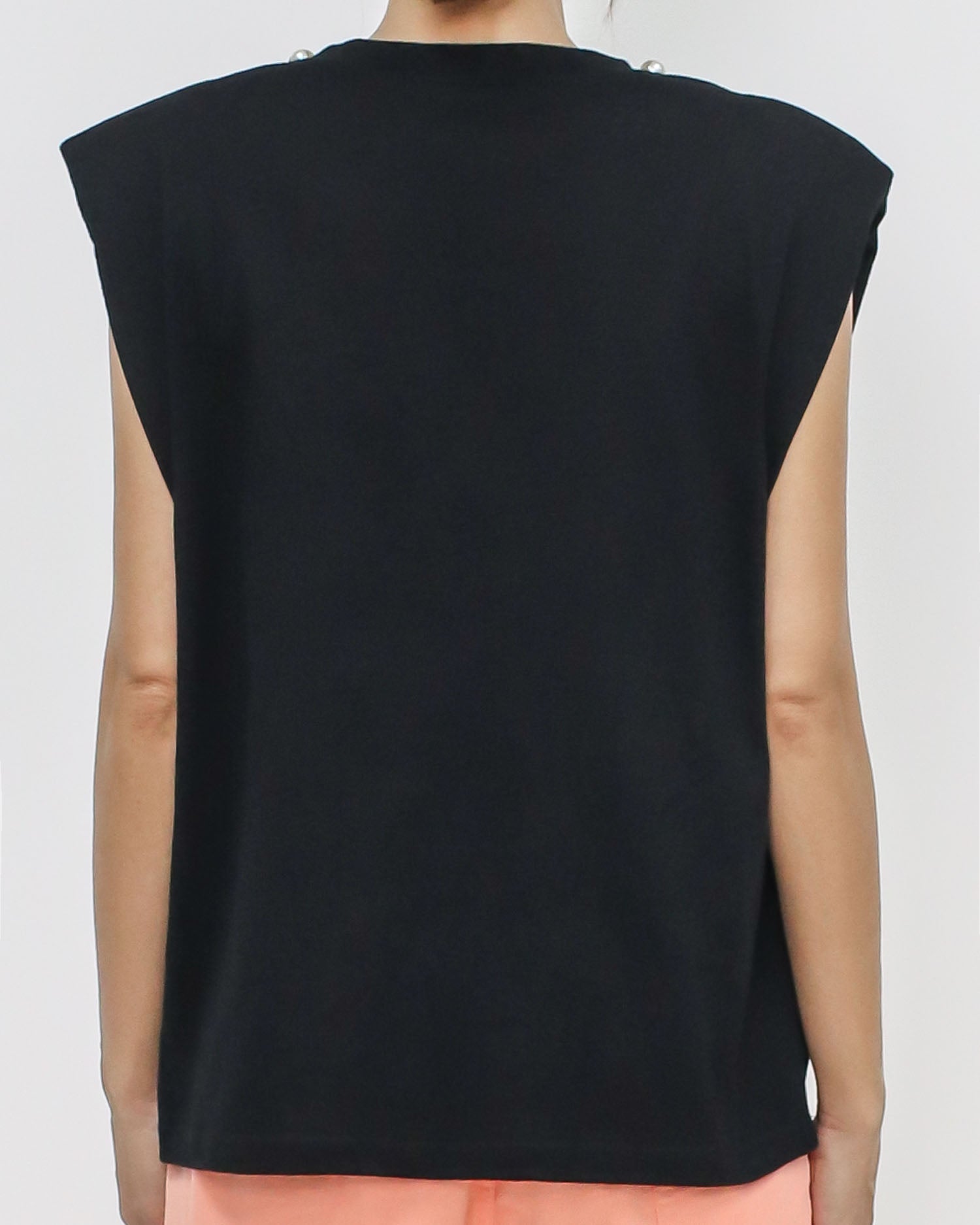 black pearls neckline shoulder pads tee *pre-order*