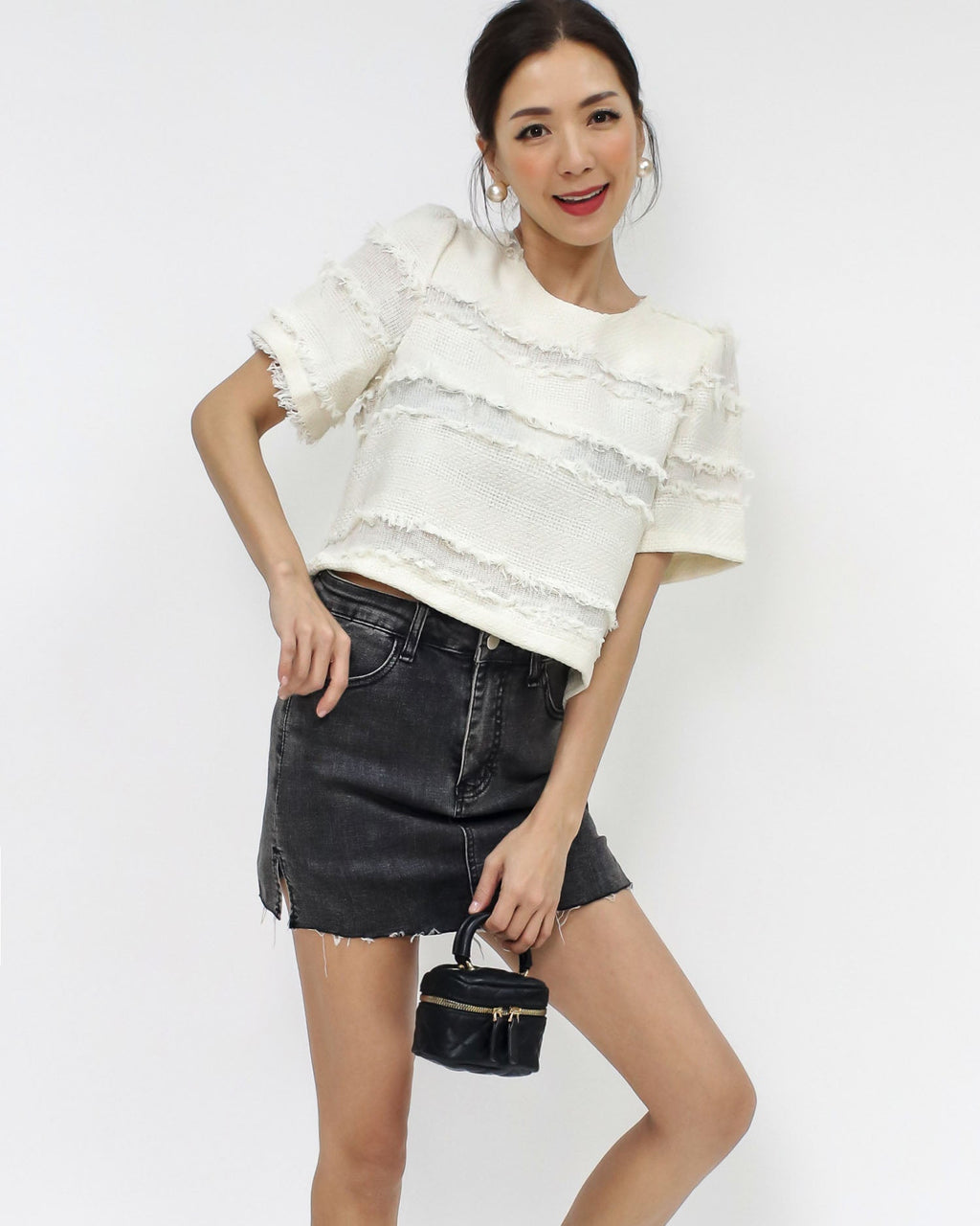 ivory tassels tweed top *pre-order*