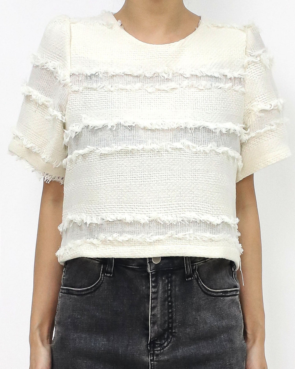 ivory tassels tweed top *pre-order*