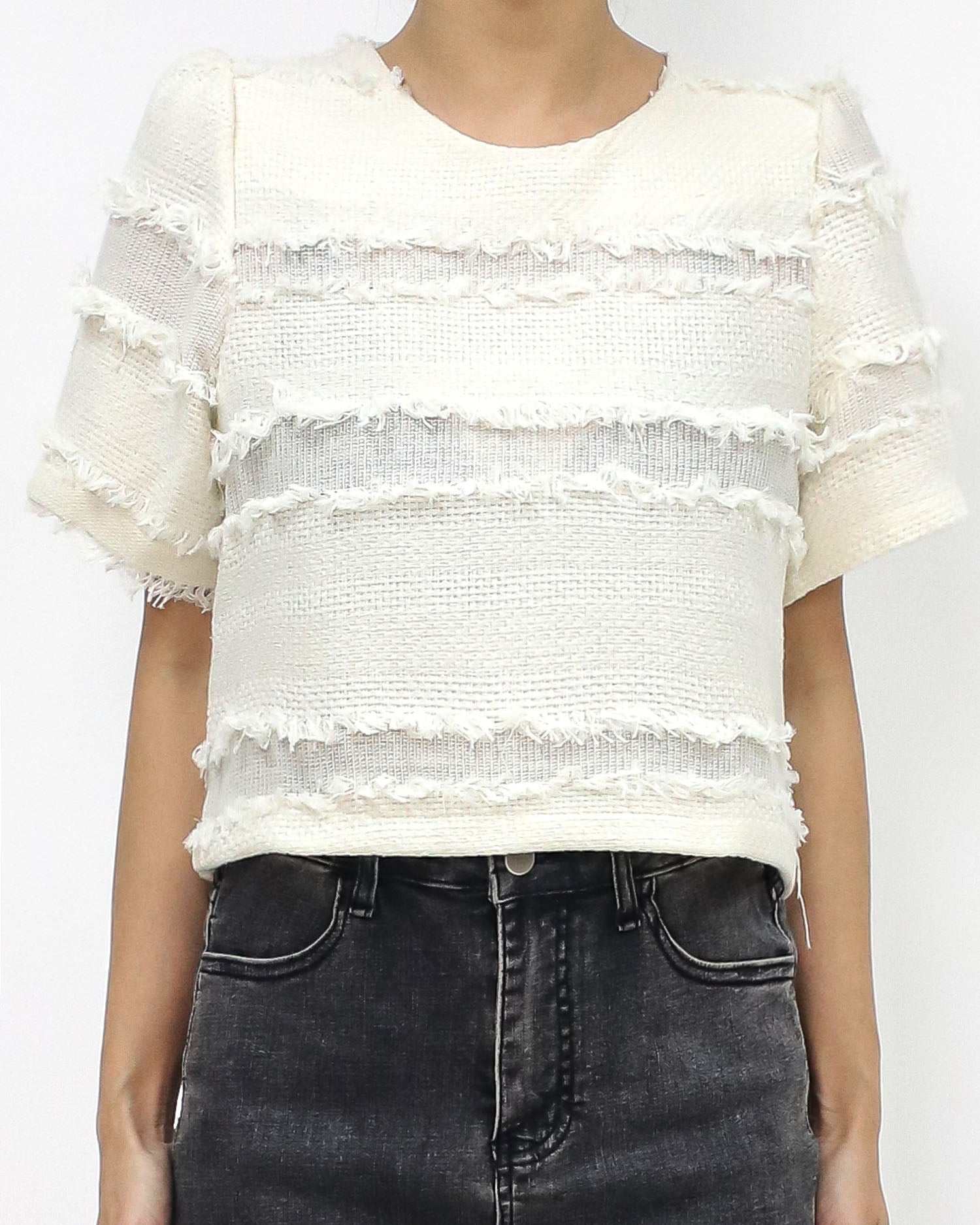 ivory tassels tweed top *pre-order*