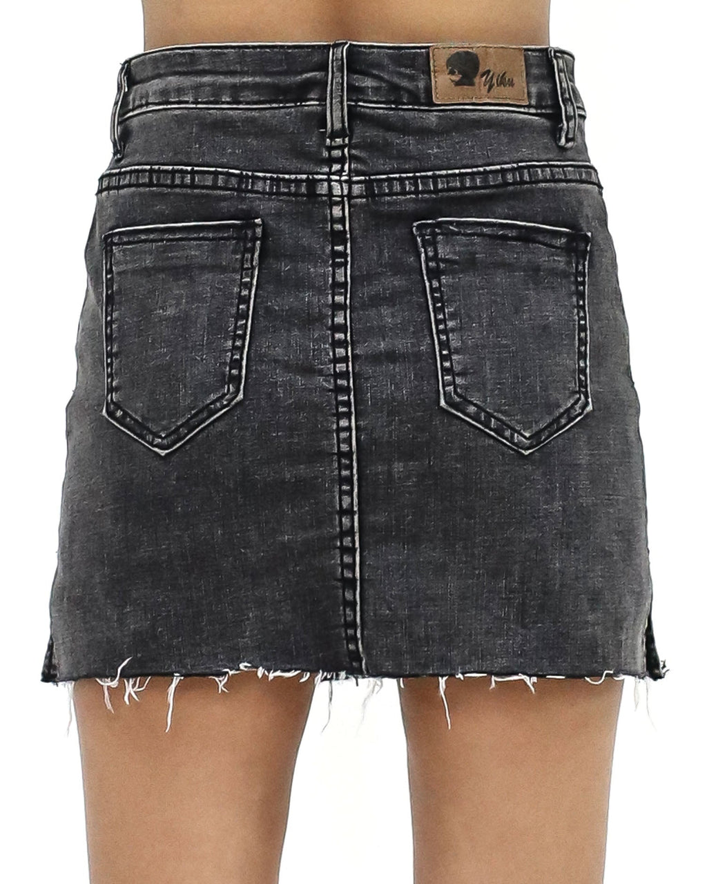 wash grey denim mini skort - M