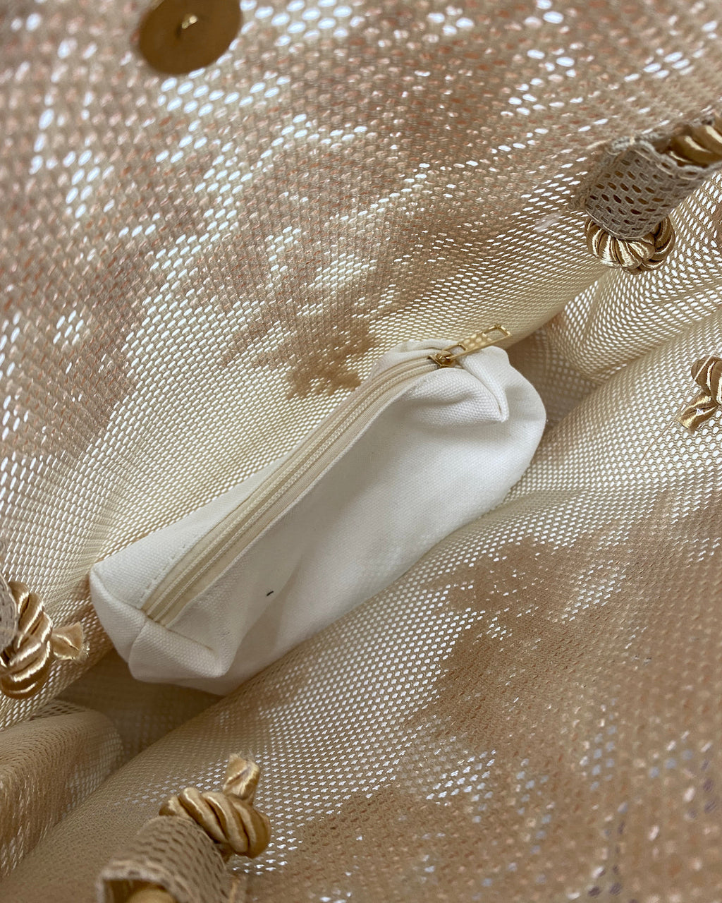 beige & pink lace fabric shopping bag *pre-order*