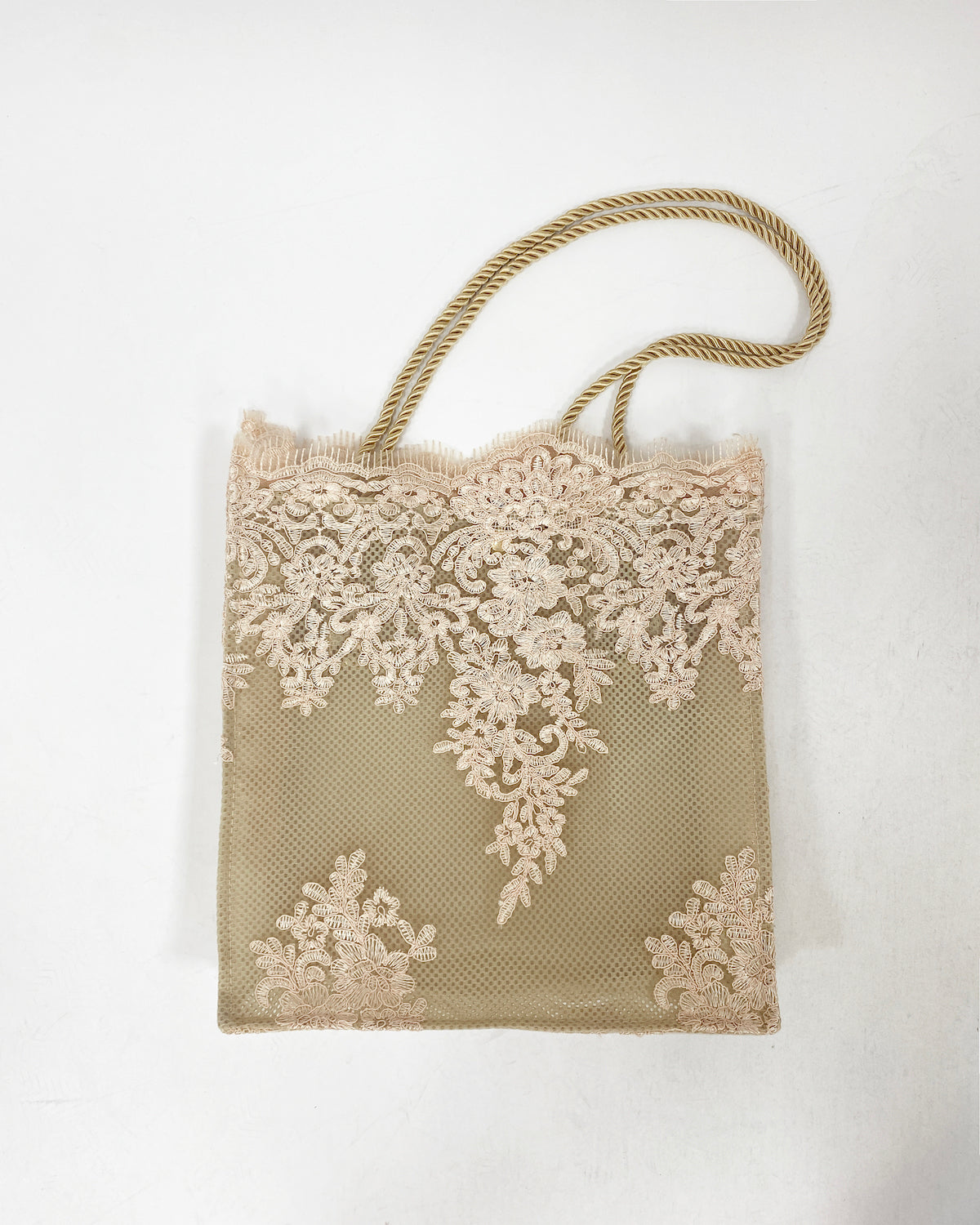 beige & pink lace fabric shopping bag *pre-order*