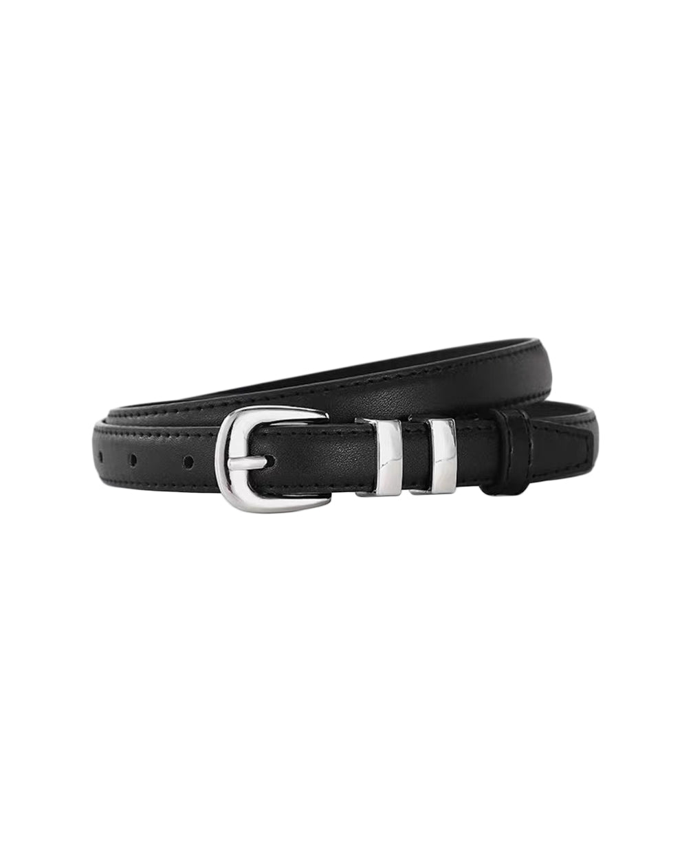 black PU leather w/ silver double buckles belt *pre-order*