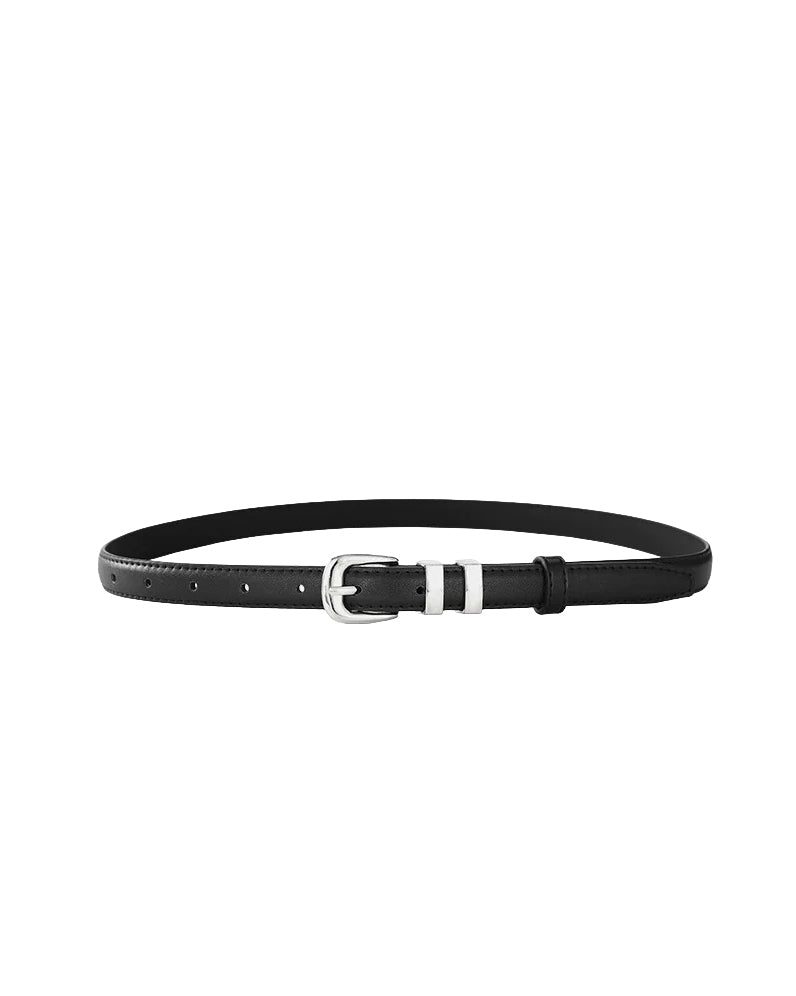 black PU leather w/ silver double buckles belt *pre-order*