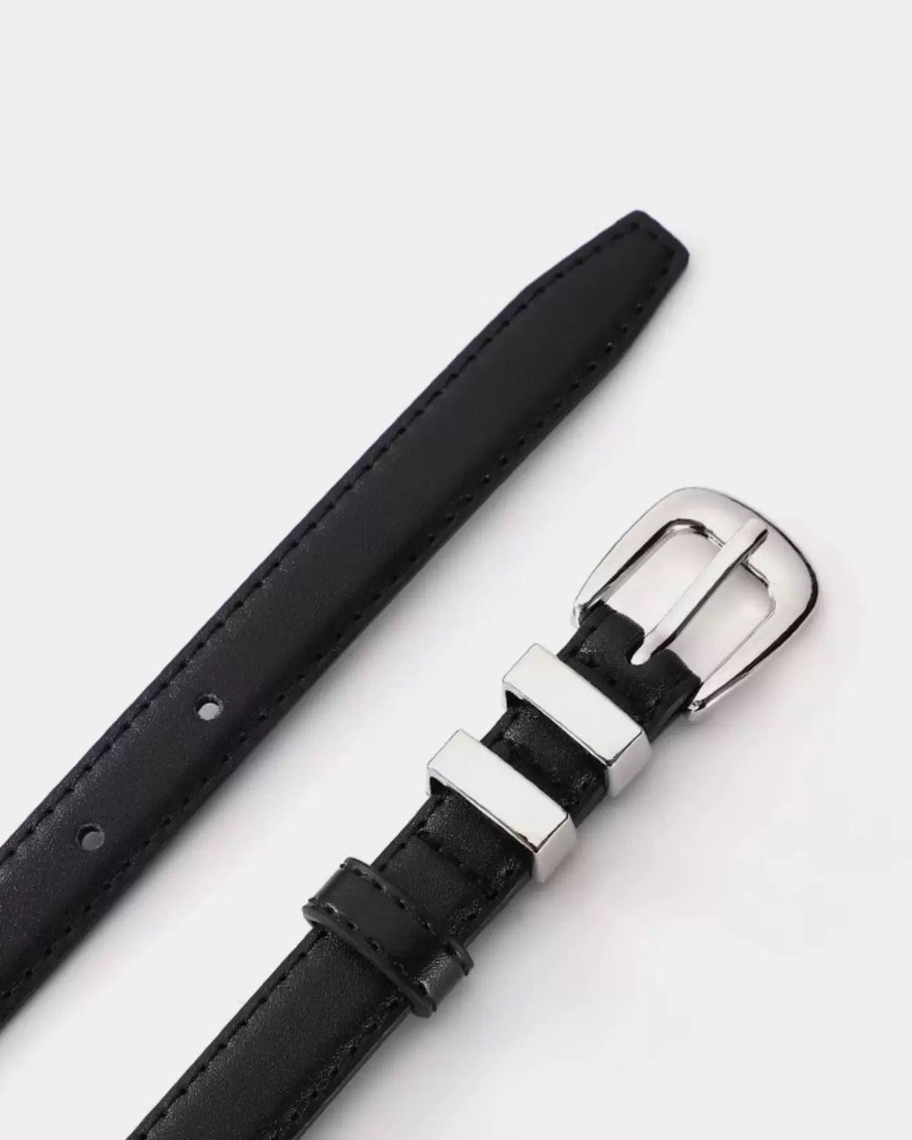 black PU leather w/ silver double buckles belt *pre-order*