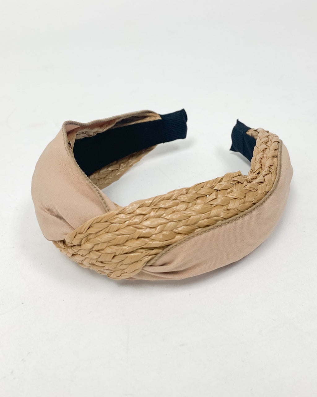 beige straw with nude fabric twisted headband *pre-order*
