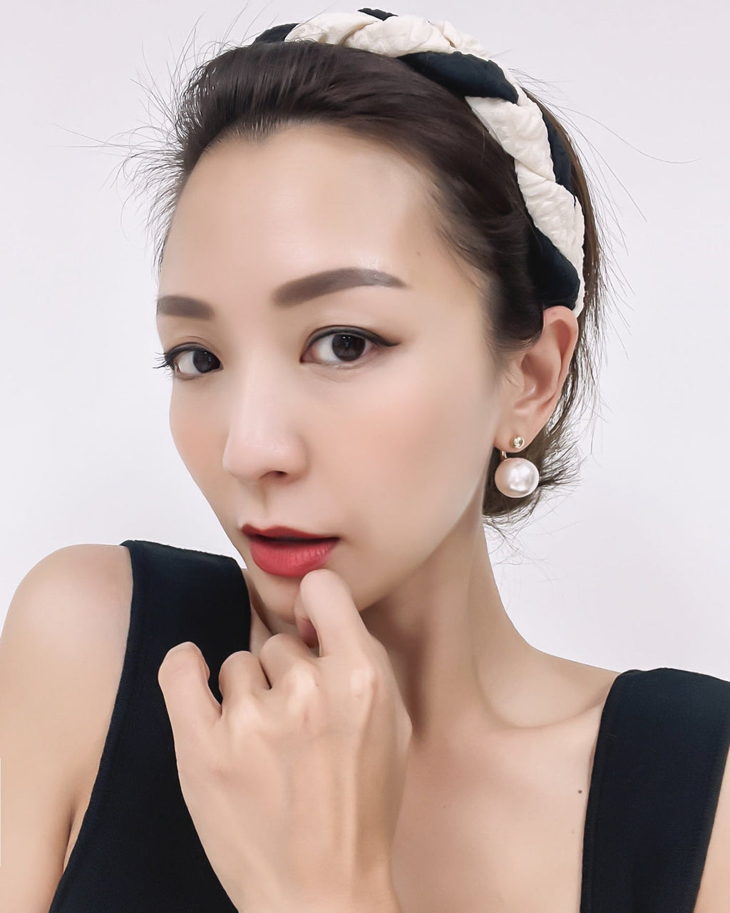 black texture & ivory woven canvas headband *pre-order*