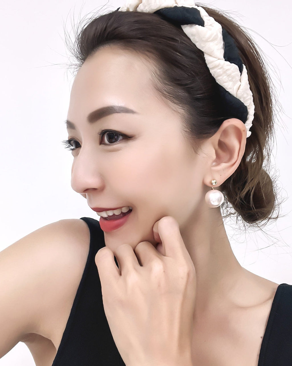 black texture & ivory woven canvas headband *pre-order*