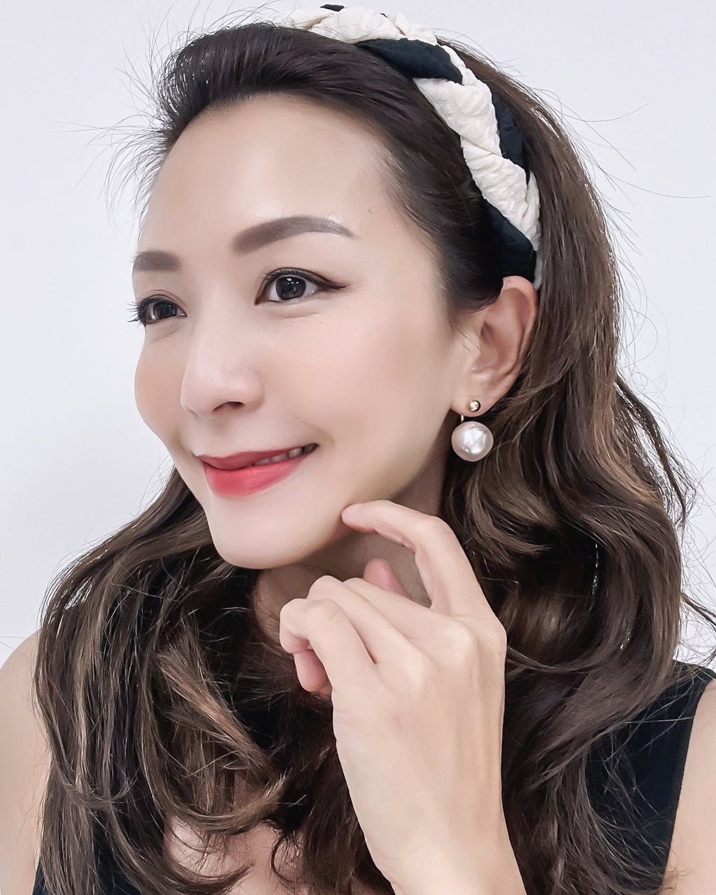 black texture & ivory woven canvas headband *pre-order*