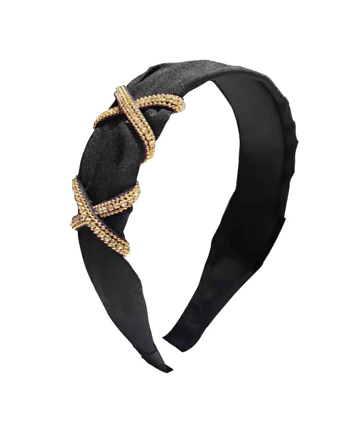 black fabric & gold diamond details headband *pre-order*