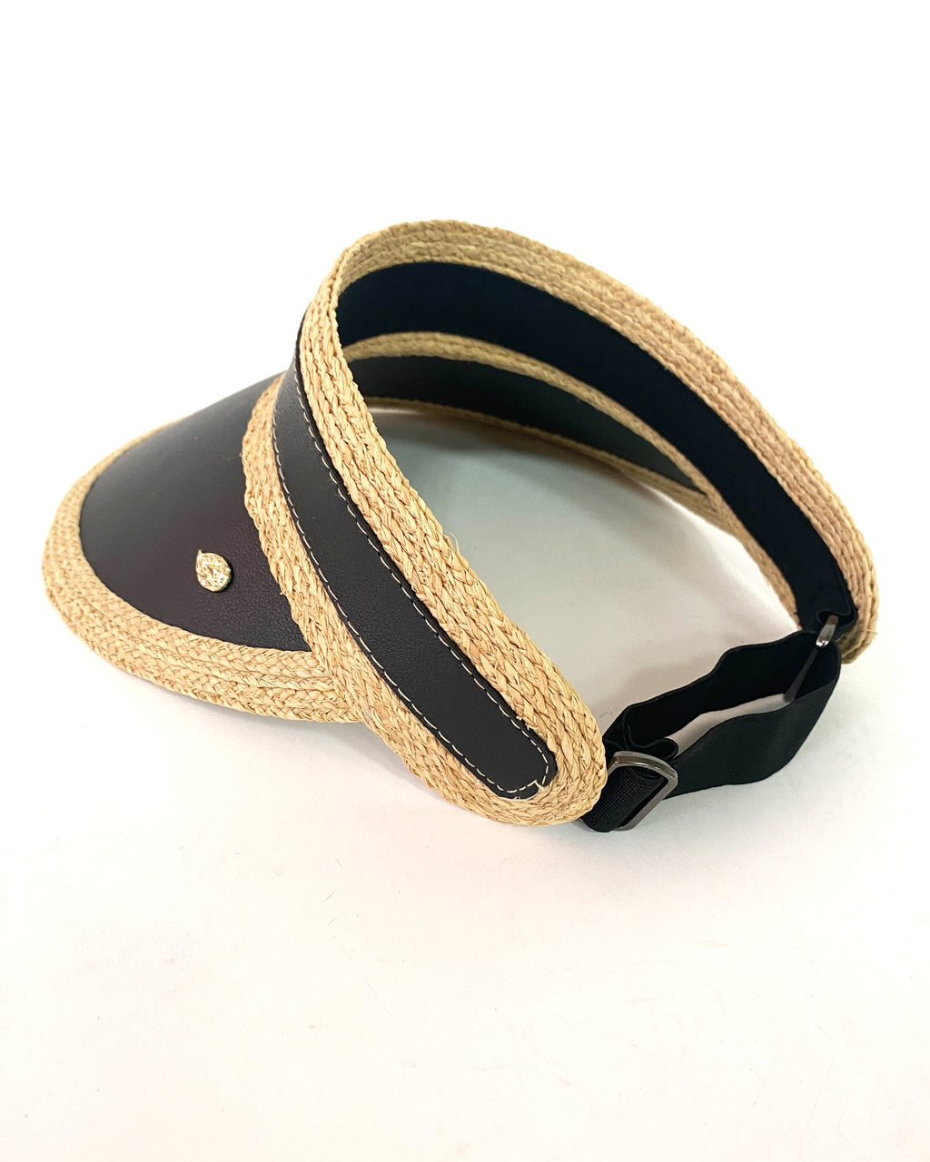 black & PU leather straw visor hat *pre-order*