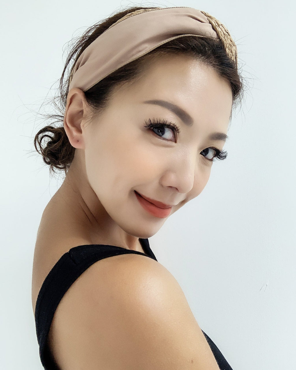 beige straw with nude fabric twisted headband *pre-order*