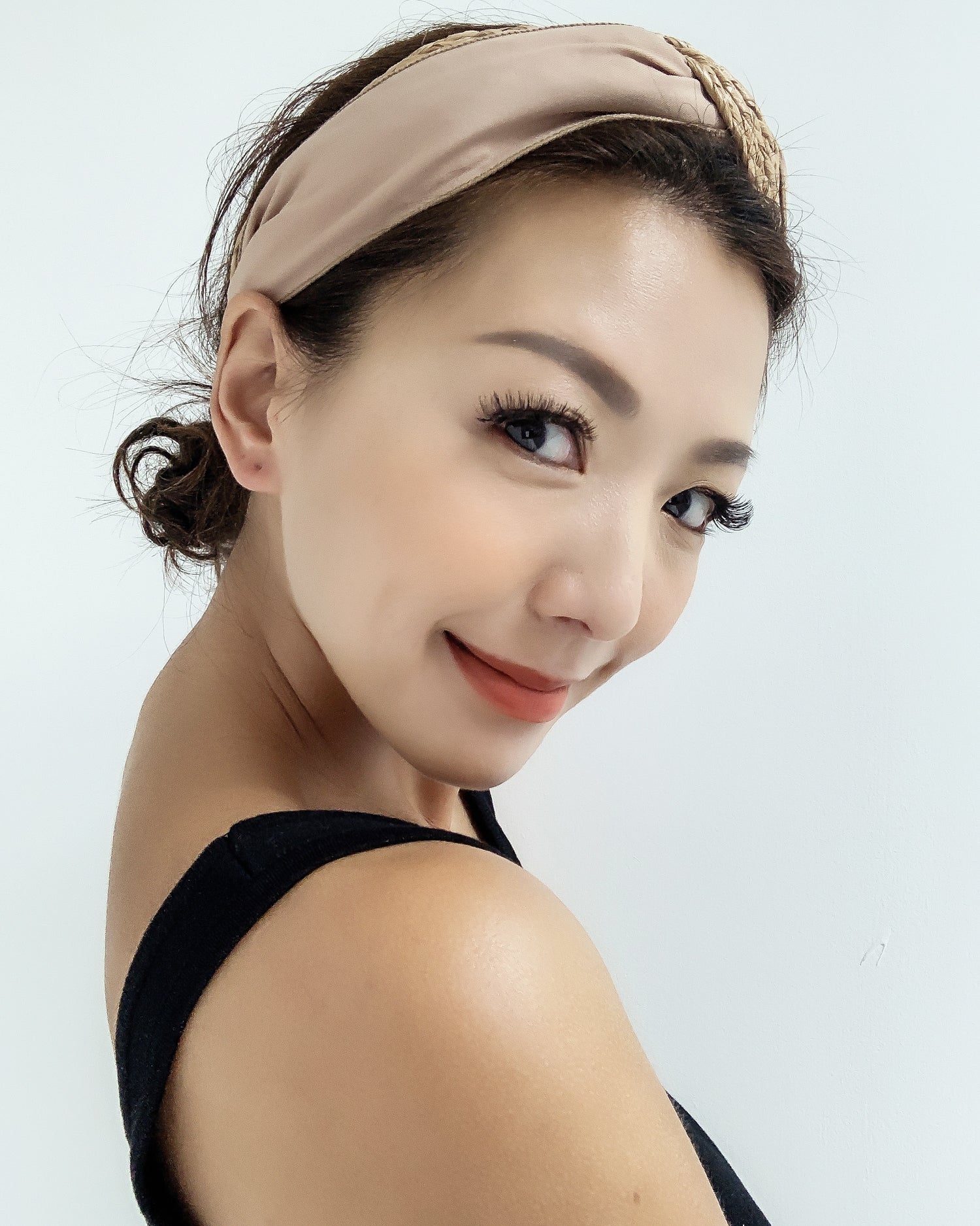 beige straw with nude fabric twisted headband *pre-order*