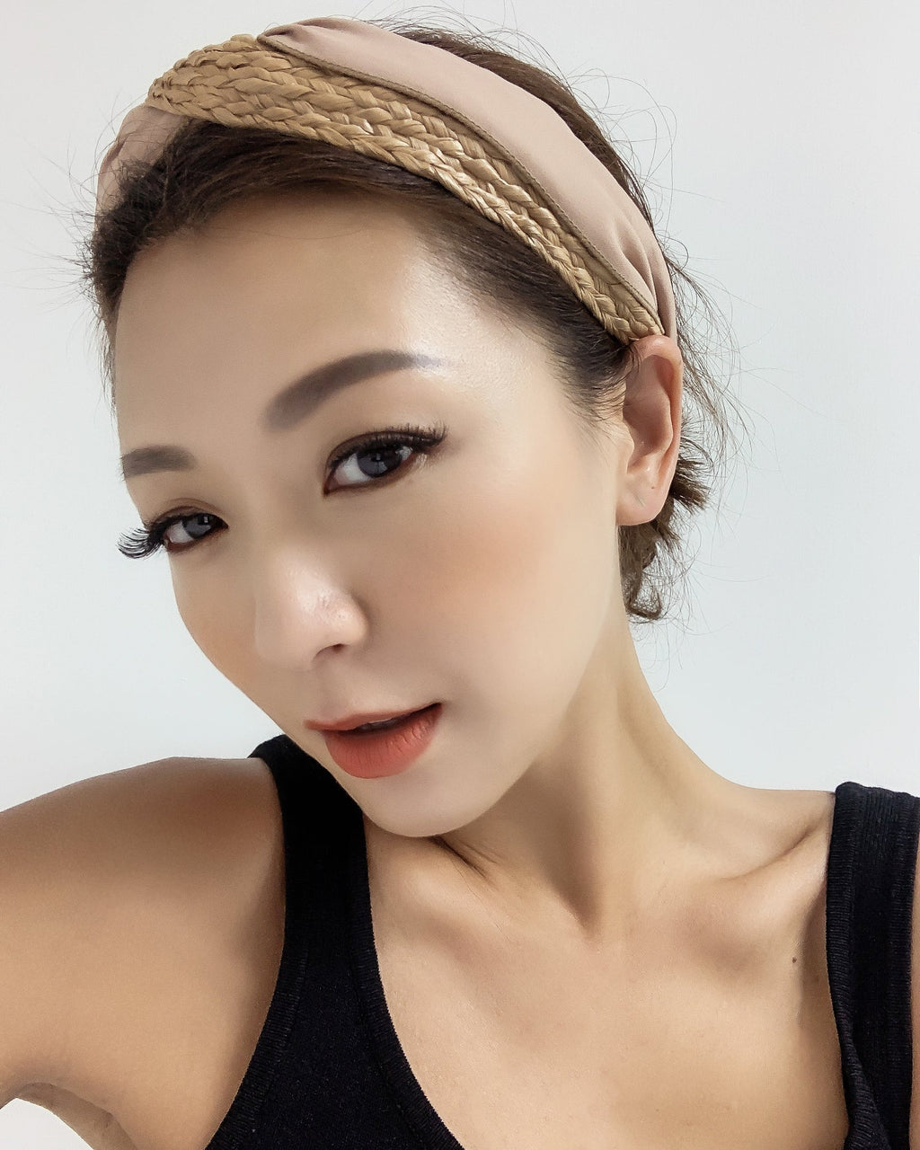 beige straw with nude fabric twisted headband *pre-order*