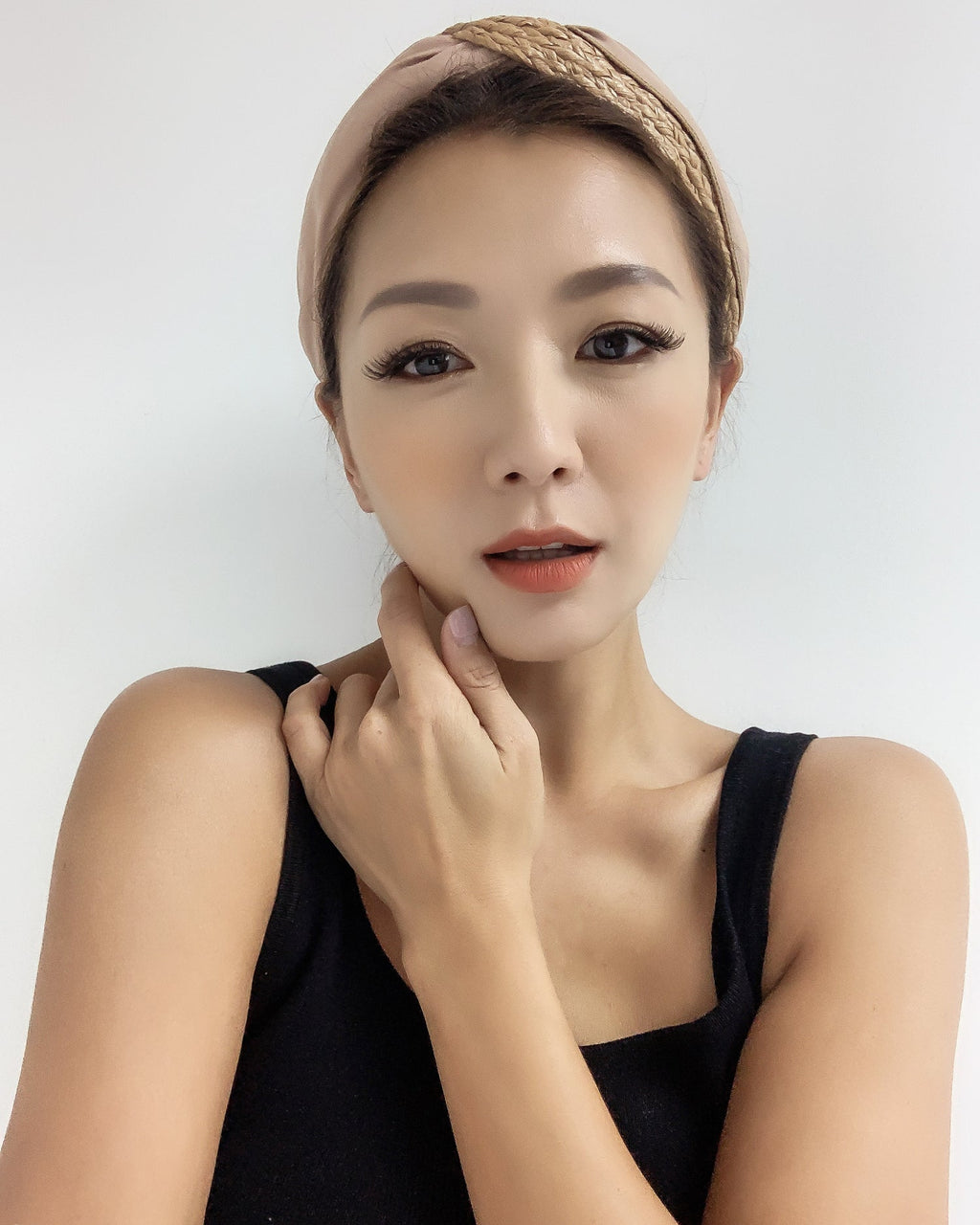 beige straw with nude fabric twisted headband *pre-order*