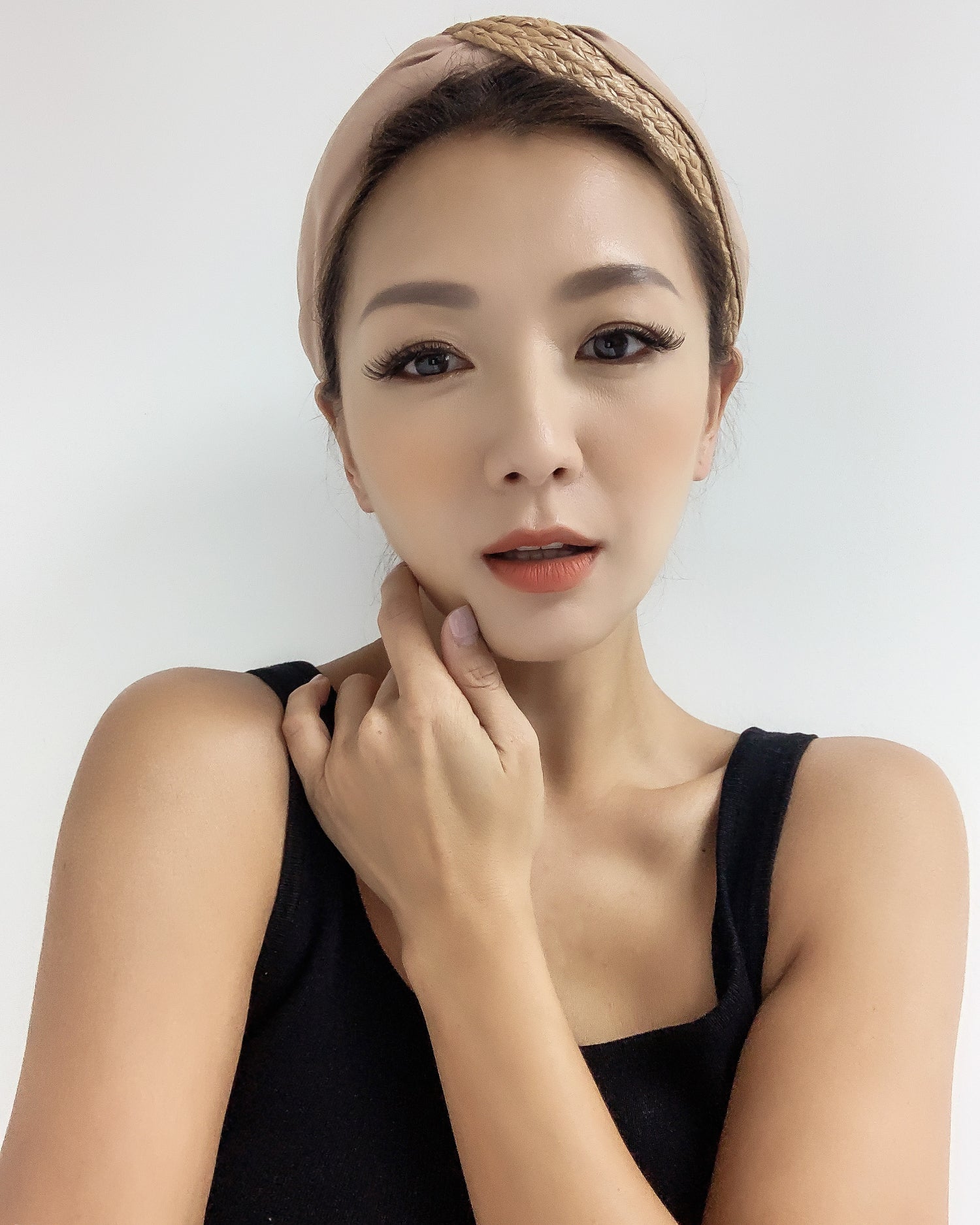 beige straw with nude fabric twisted headband *pre-order*