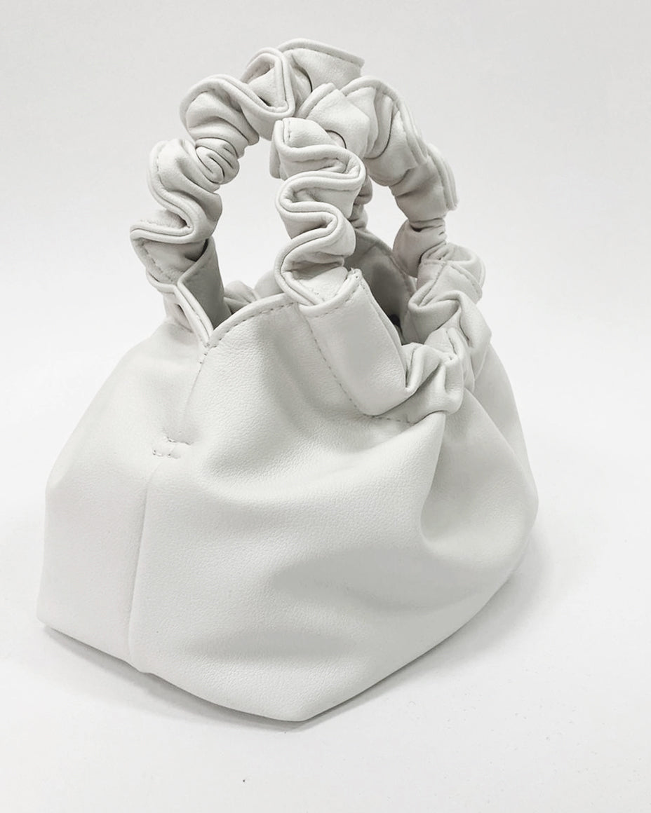 white leather ruched handles bag *pre-order*