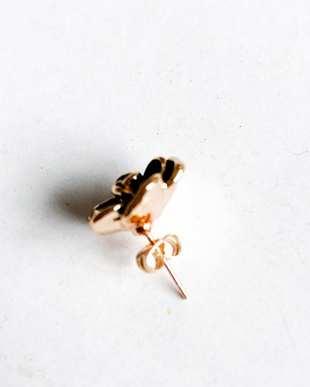 black & rose gold trim flower earrings *pre-order*
