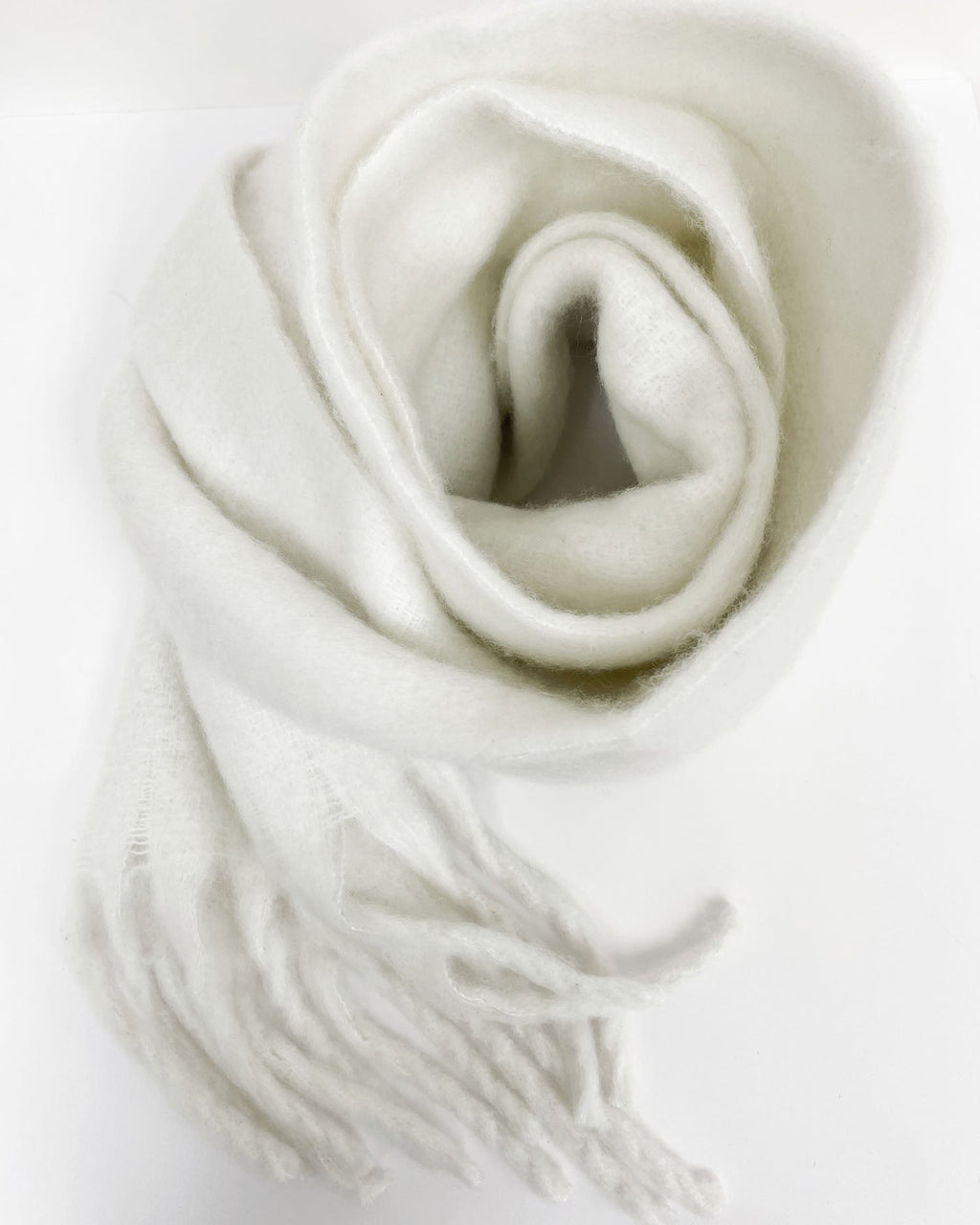 ivory wool-blended tassels scarf *pre-order*