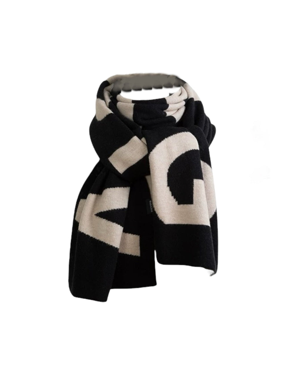 black & ivory letter printed knitted scarf *pre-order*