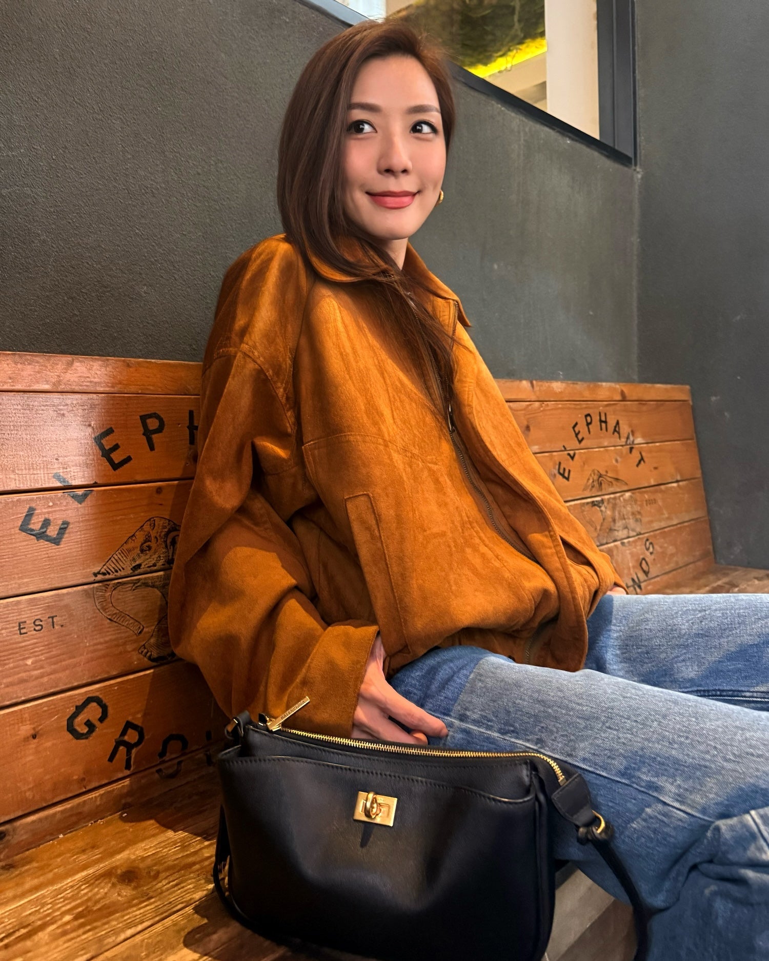 caramel PU suede bomber jacket *pre-order*