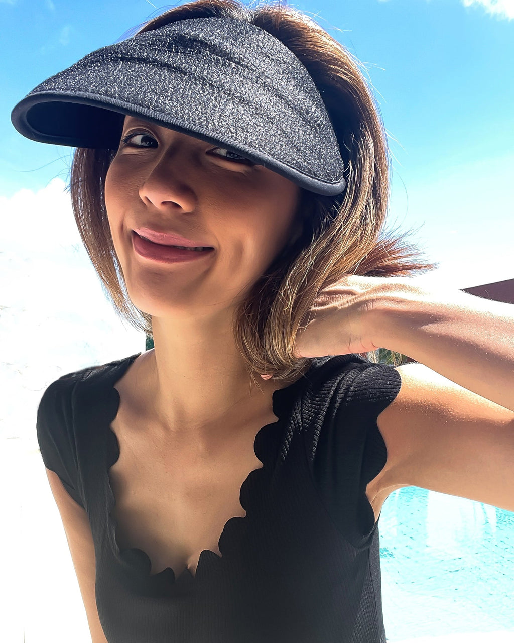 black organza visor hat