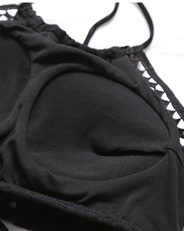 black halter neck lace & cover up bikini *pre-order*