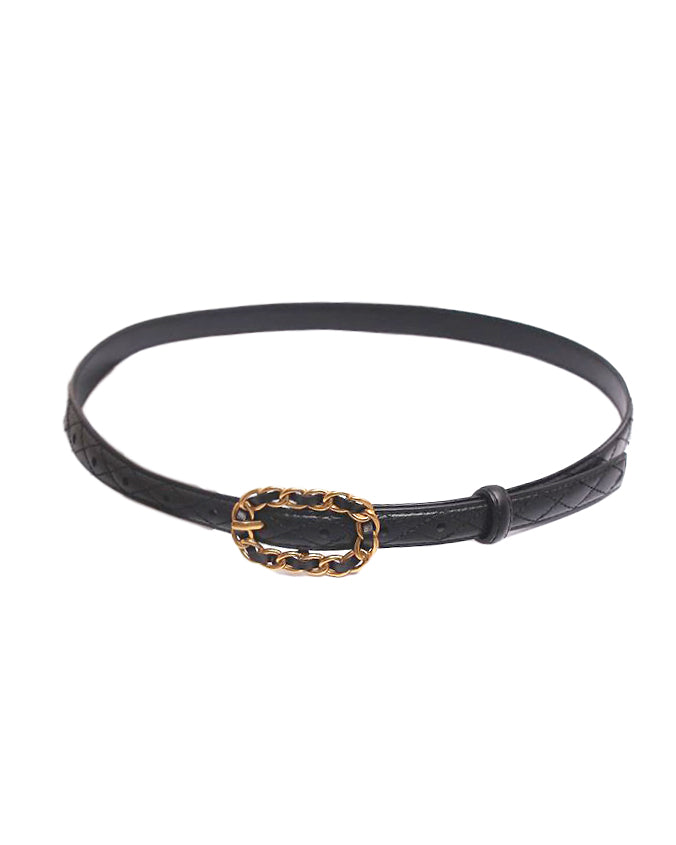 black quilted leather gold buckle belt *pre-order*