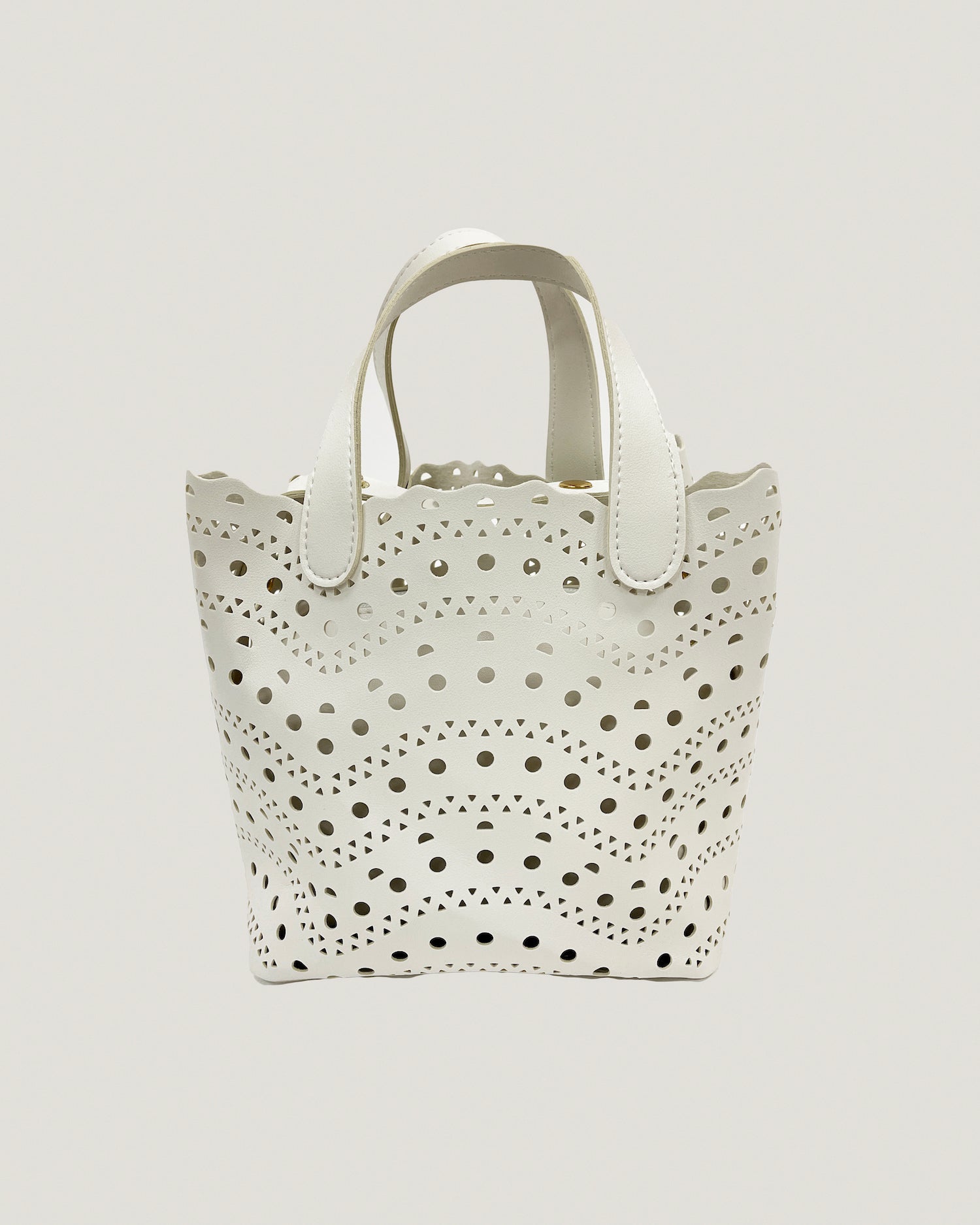 ivory PU leather laser cut tote bag *pre-order*