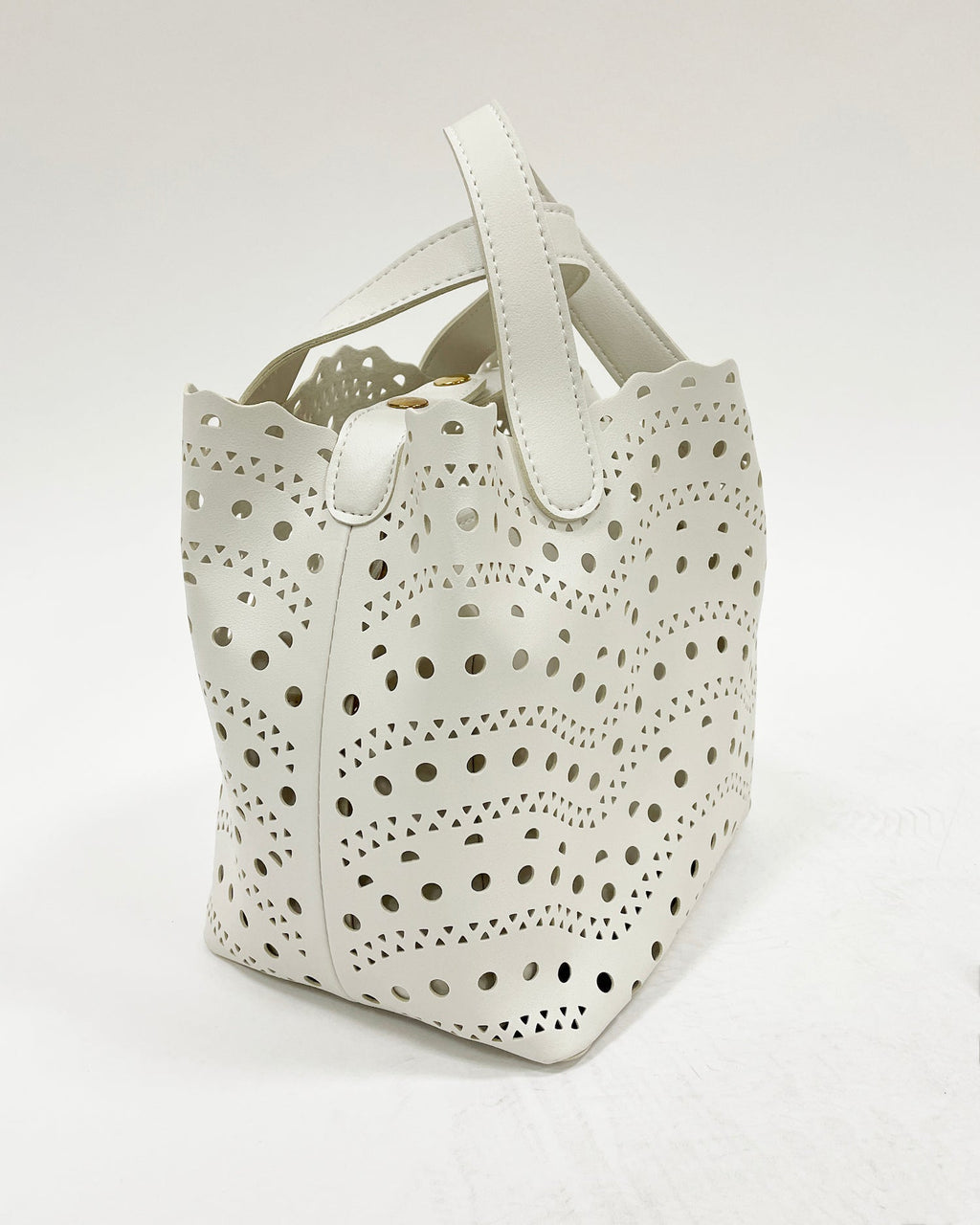 ivory PU leather laser cut tote bag *pre-order*
