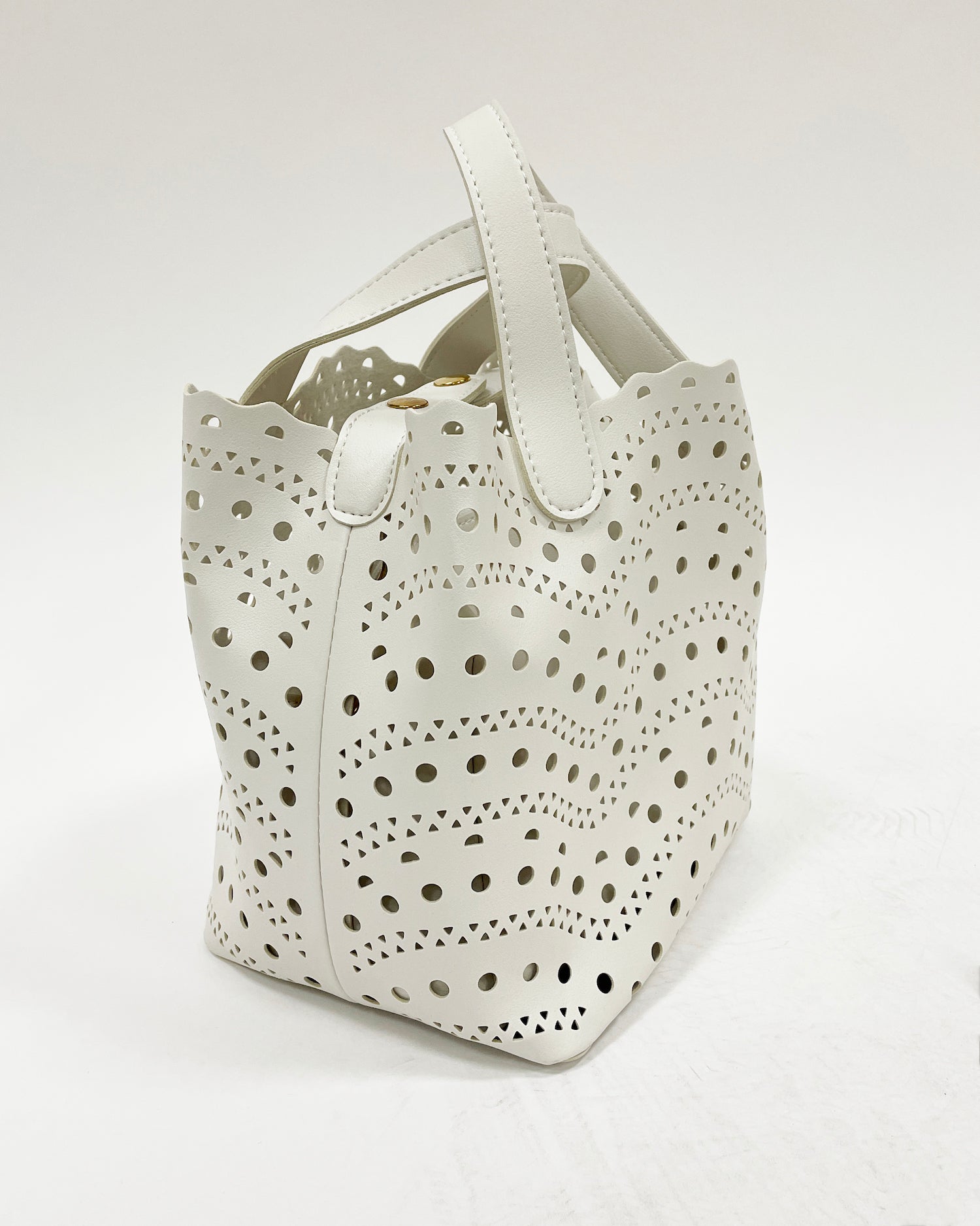 ivory PU leather laser cut tote bag *pre-order*