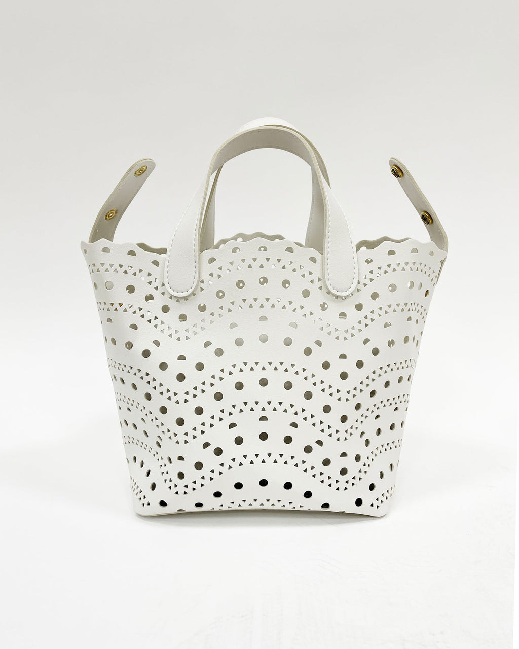 ivory PU leather laser cut tote bag *pre-order*
